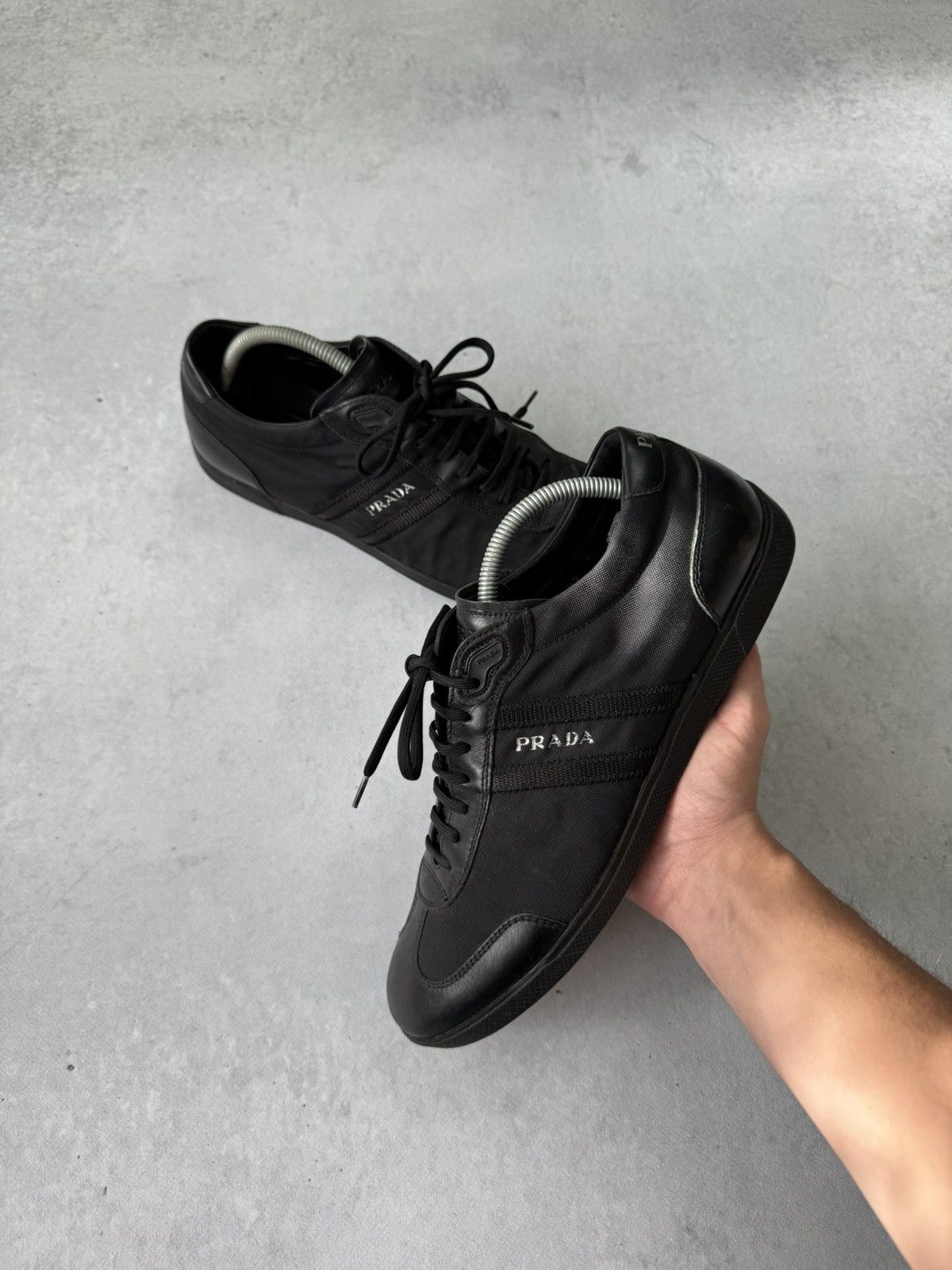 Prada Sport Leather&Canvas Lace Up Low Top Men's Sneakers