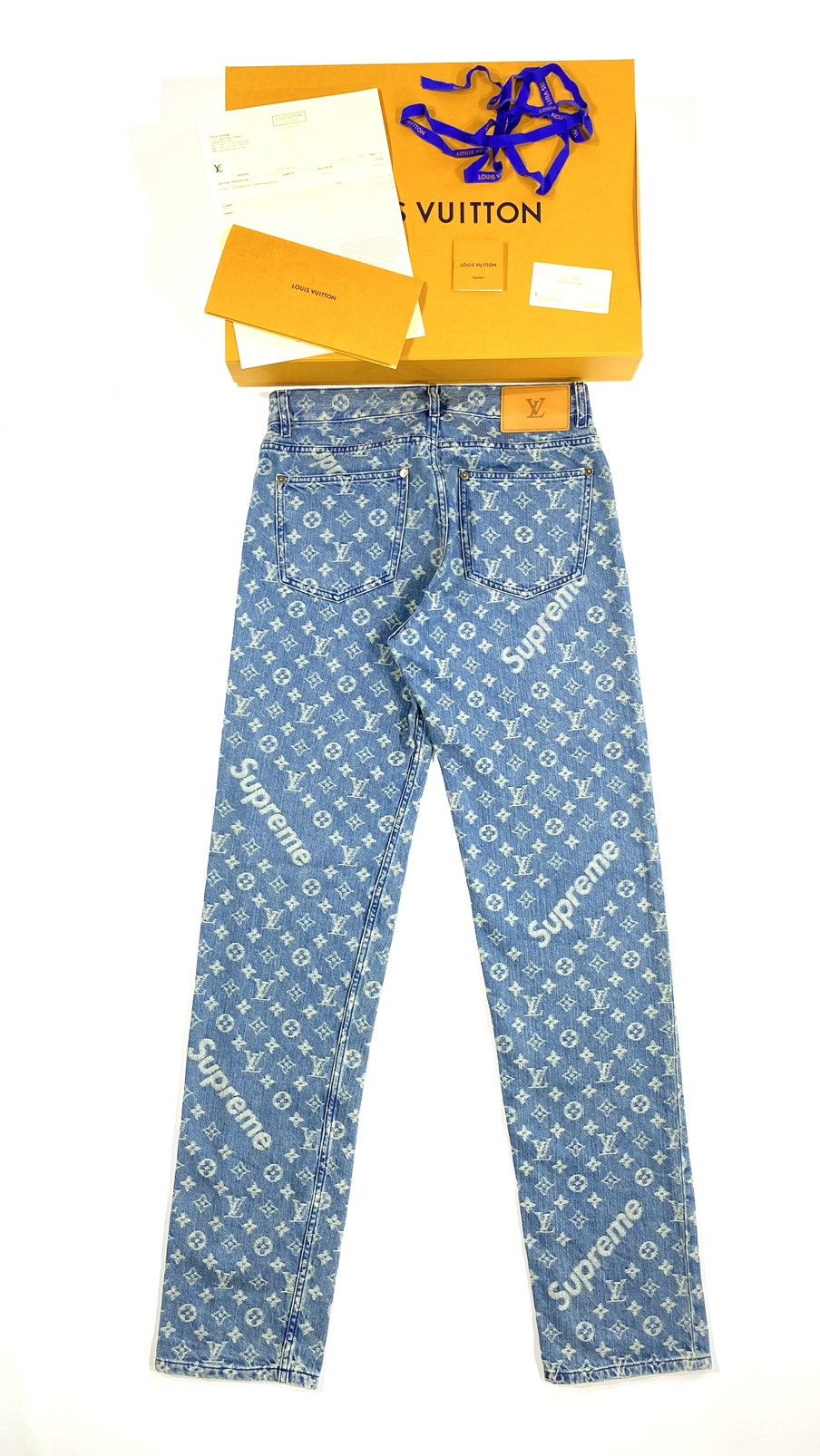 Louis Vuitton × Supreme Louis Vuitton X SUPREME Denim Jeans 27 blue monogram Size US 27 - 6 Thumbnail