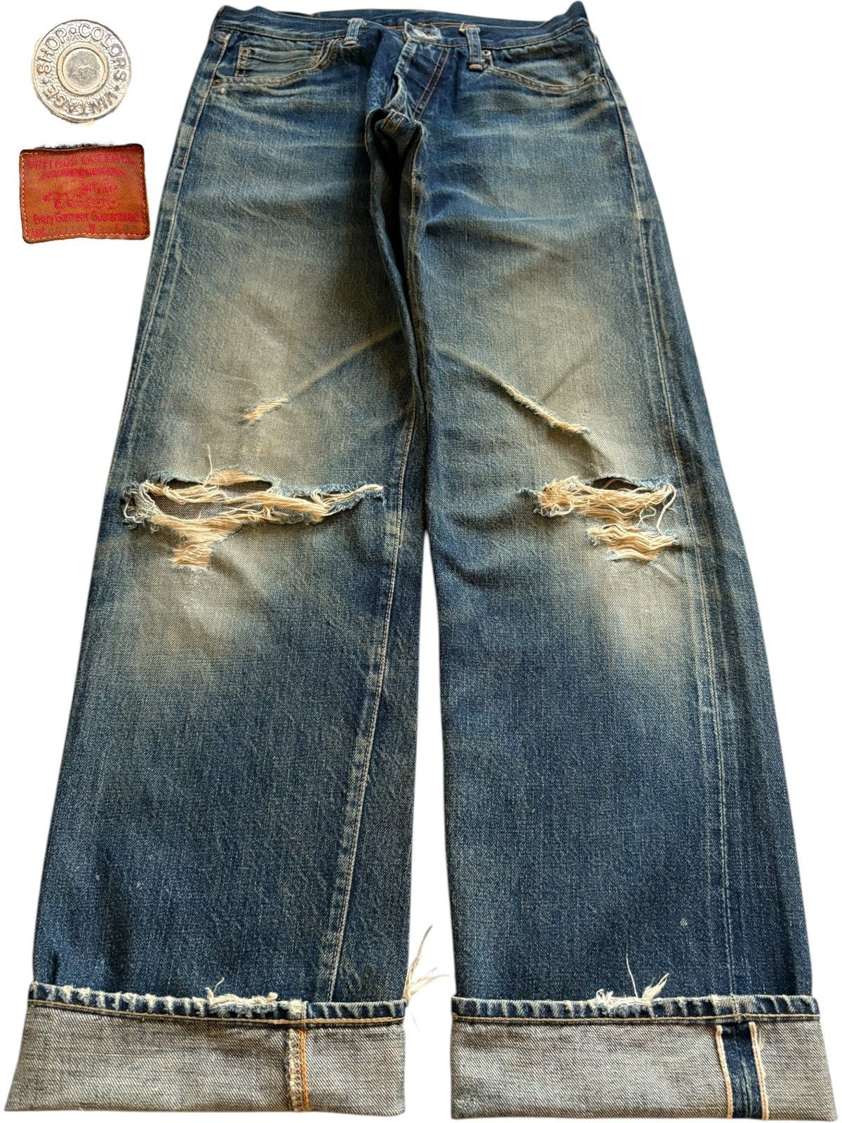 Japanese Brand Vintage Japanese Brand Selvedge Rusty Wash Rip Loose Jeans Size US 29 - 1 Thumbnail