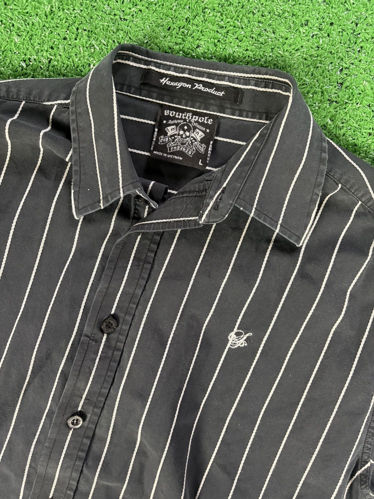 Japanese Brand × Southpole × Vintage Vintage South Pole Black and white striped button-up Size US L / EU 52-54 / 3 - 2 Thumbnail