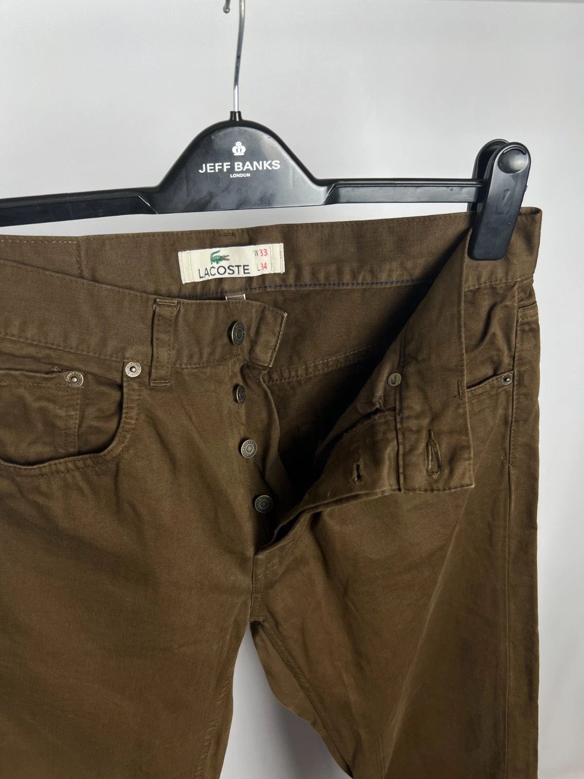 Lacoste Lacoste Men's Brown 100% Cotton Casual Chino Trousers Pants Size US 33 - 10 Thumbnail