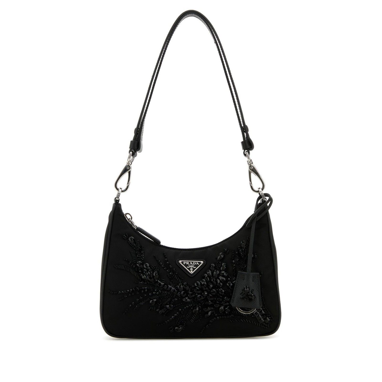 PRADA Re-Nylon Re-Edition Rhinestone Jewel Black Embroidered