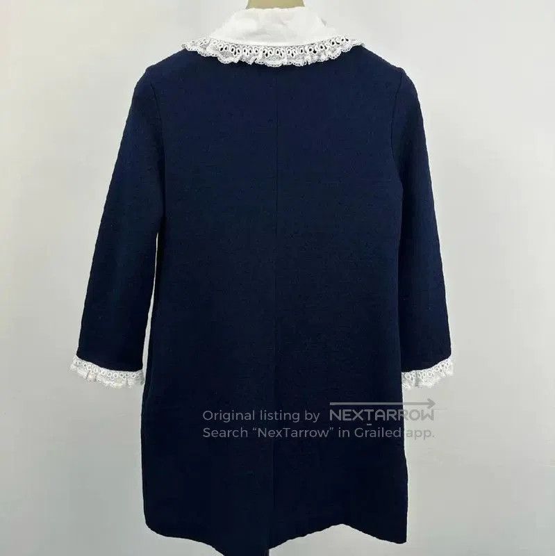Miu Miu Miu Miu Dark Blue Cotton Dress with Lace Collar . Size M / US 6-8 / IT 42-44 - 2 Thumbnail