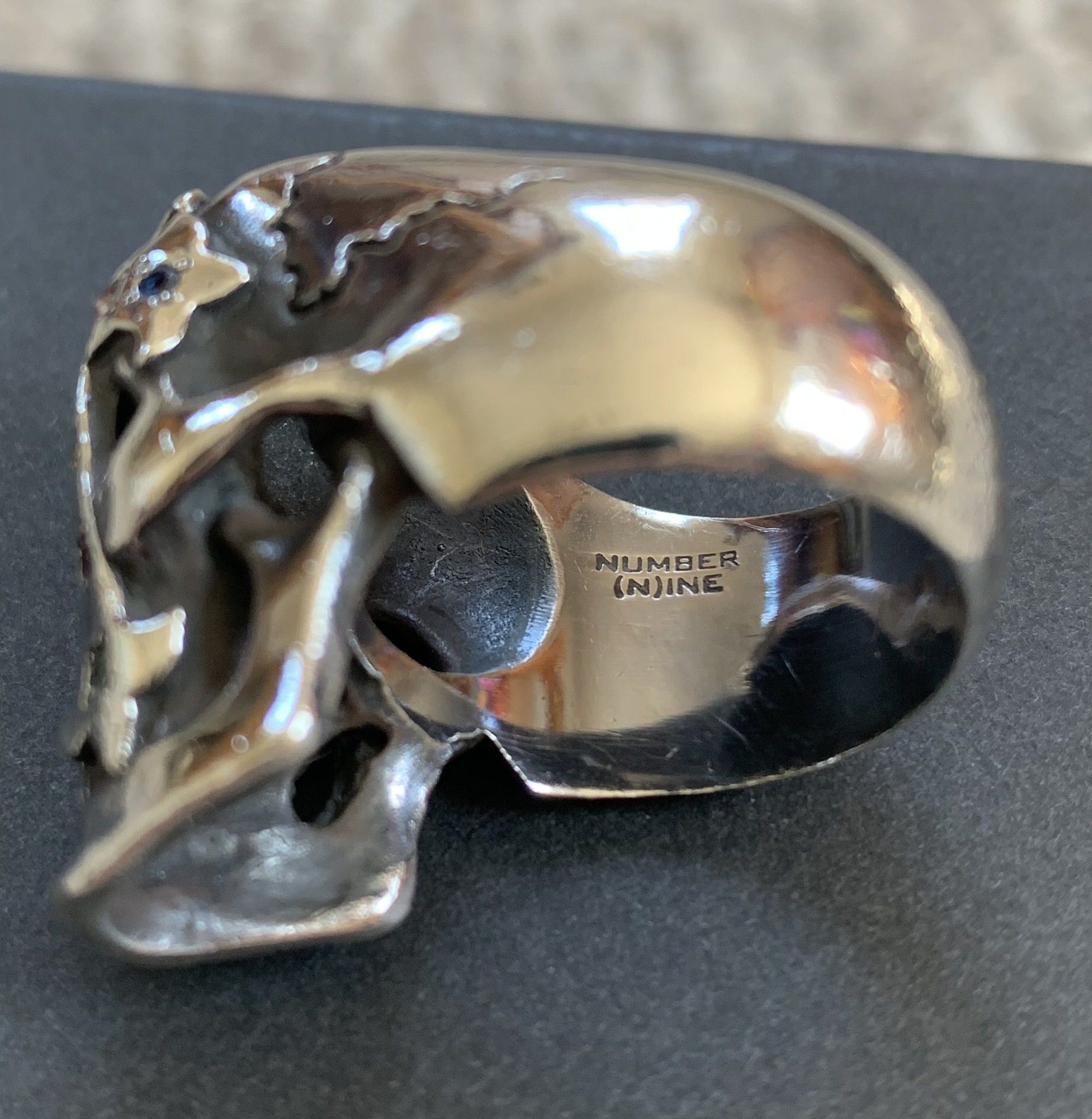 Number (N)ine SS05 "Nightcrawler" Bejeweled Silver Skull Ring w/ box Size ONE SIZE - 7 Thumbnail