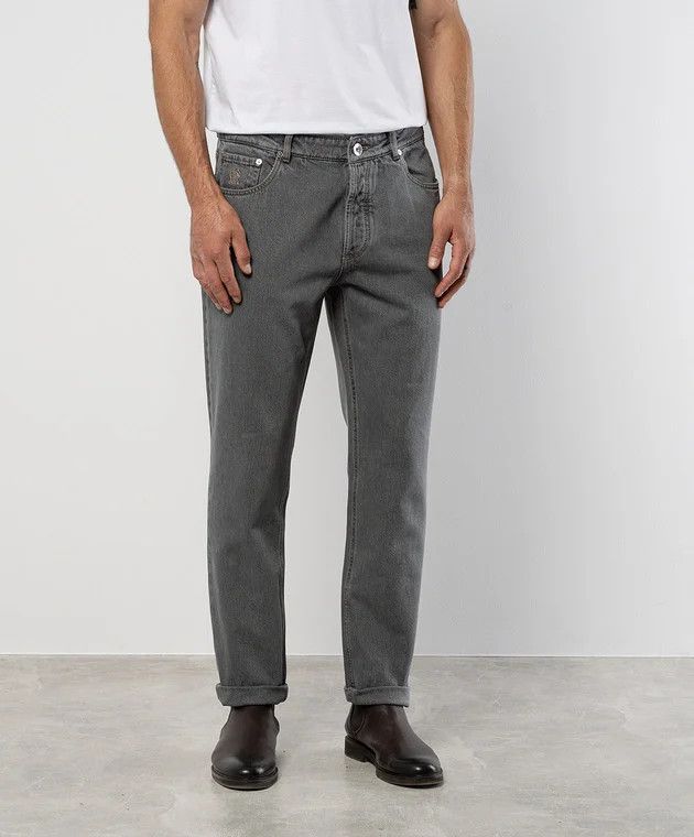 Brunello Cucinelli o1gr1nt0525 Light Wash Denim Jeans in Dark Gray Size US 34 / EU 50 - 3 Thumbnail