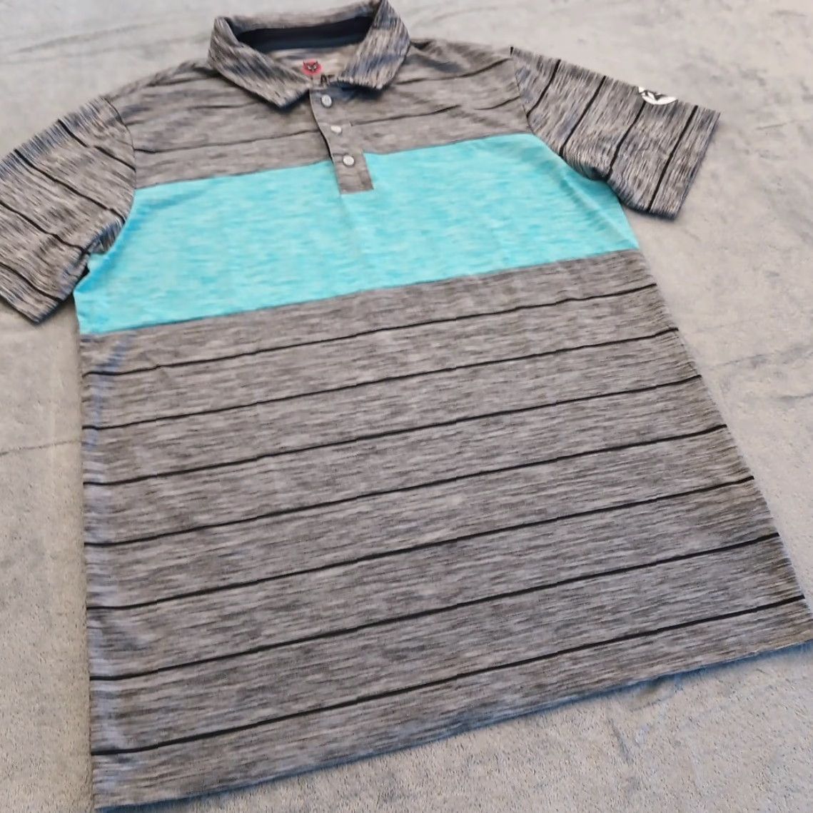 Vintage Atlas Polo Shirt Mens Large Gray Striped Short Sleeve Size US L / EU 52-54 / 3 - 5 Thumbnail