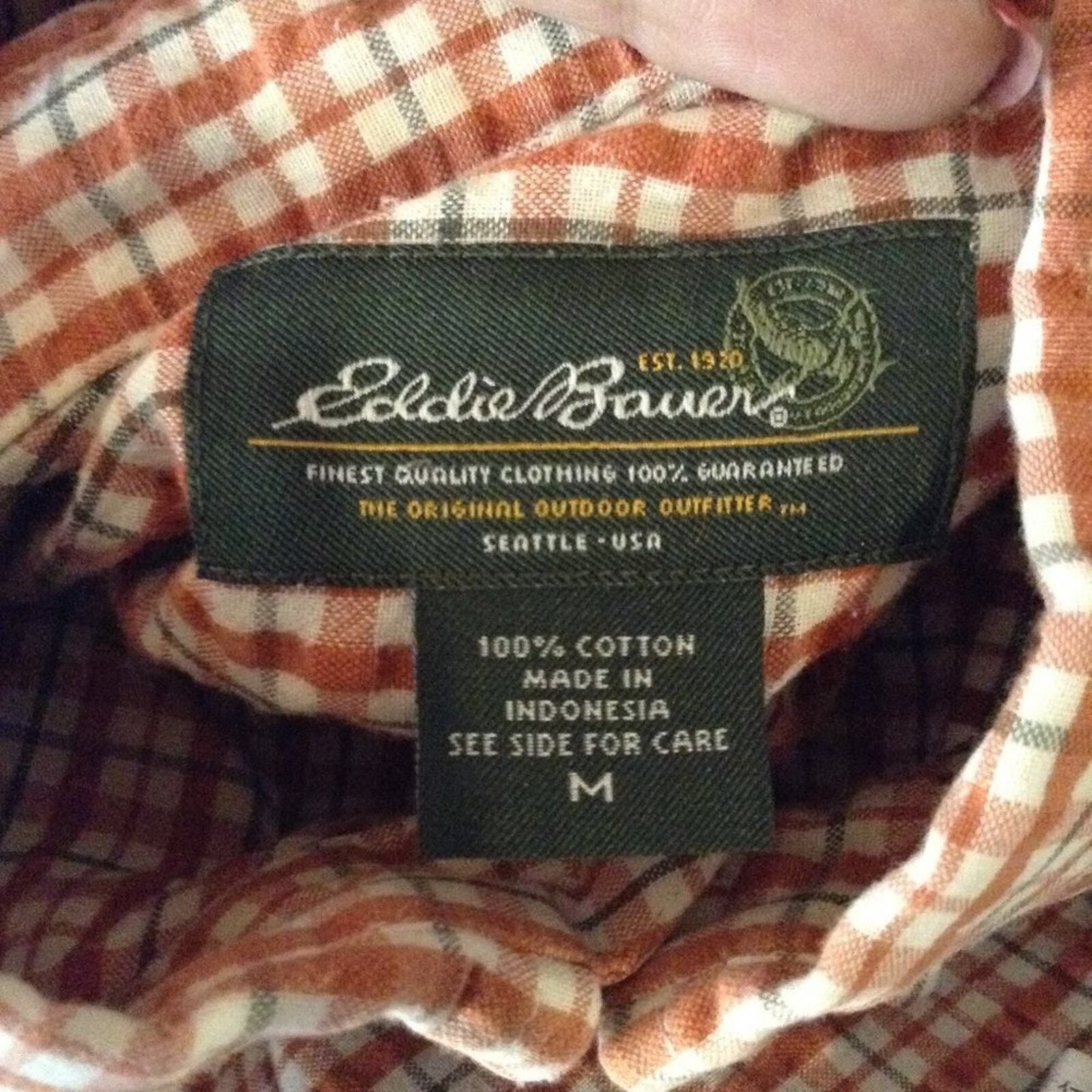 Eddie Bauer Eddie Bauer Orange Plaid Checkered Button Down Short Sleeve Size US M / EU 48-50 / 2 - 7 Thumbnail