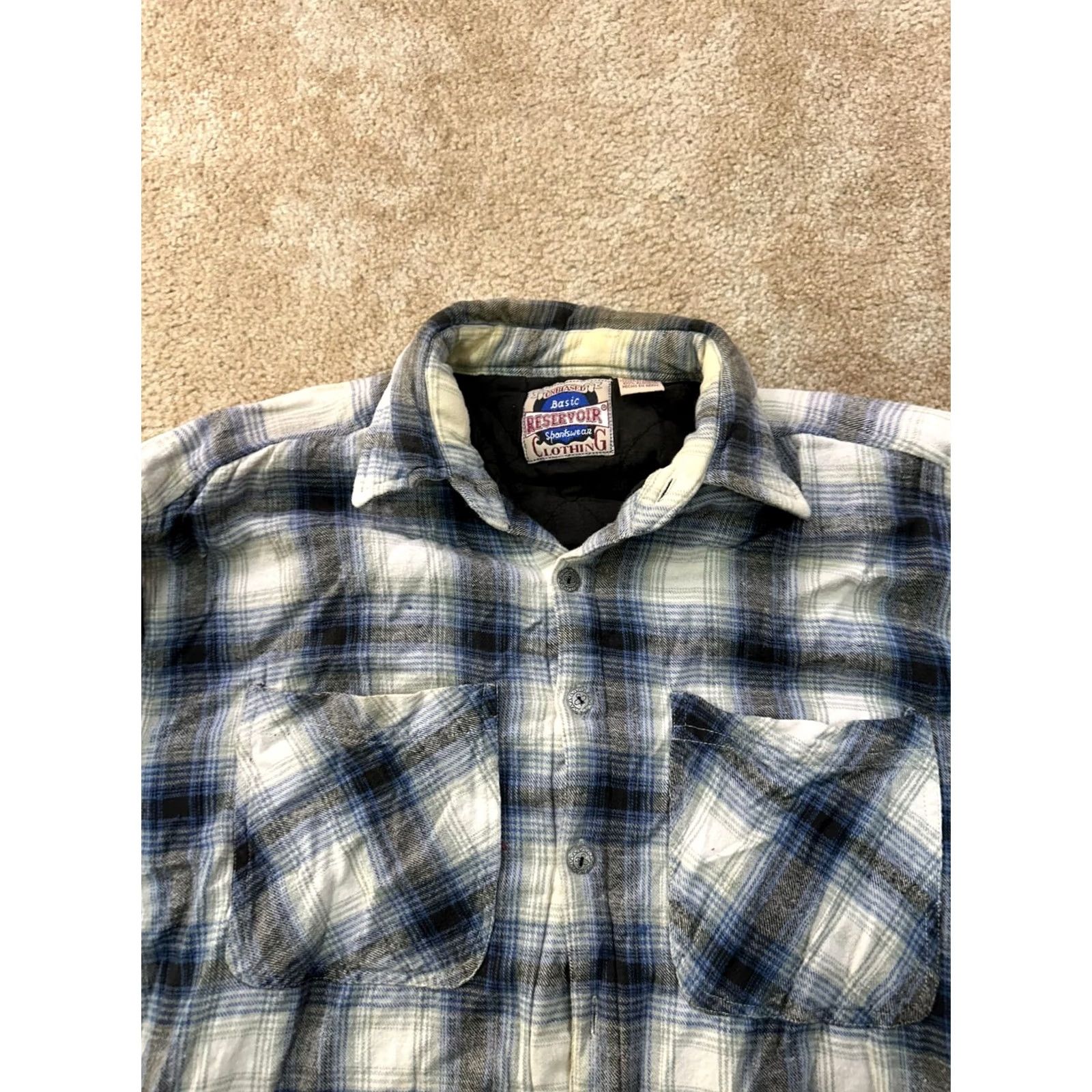 Vintage VINTAGE Quilt Lined Flannel Shirt Jacket Mens Large Plaid Workwear Button Front Blues Reservoir Clothing Quilted Lined Jacket Cowboy Western Size US L / EU 52-54 / 3 - 6 Thumbnail