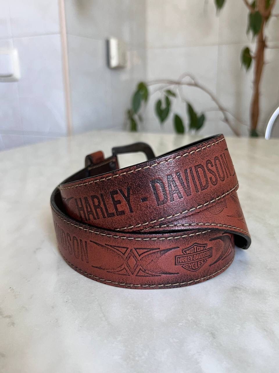 Vintage VINTAGE HARLEY DAVIDSON LEATHER BELT BROWN Size ONE SIZE - 6 Thumbnail
