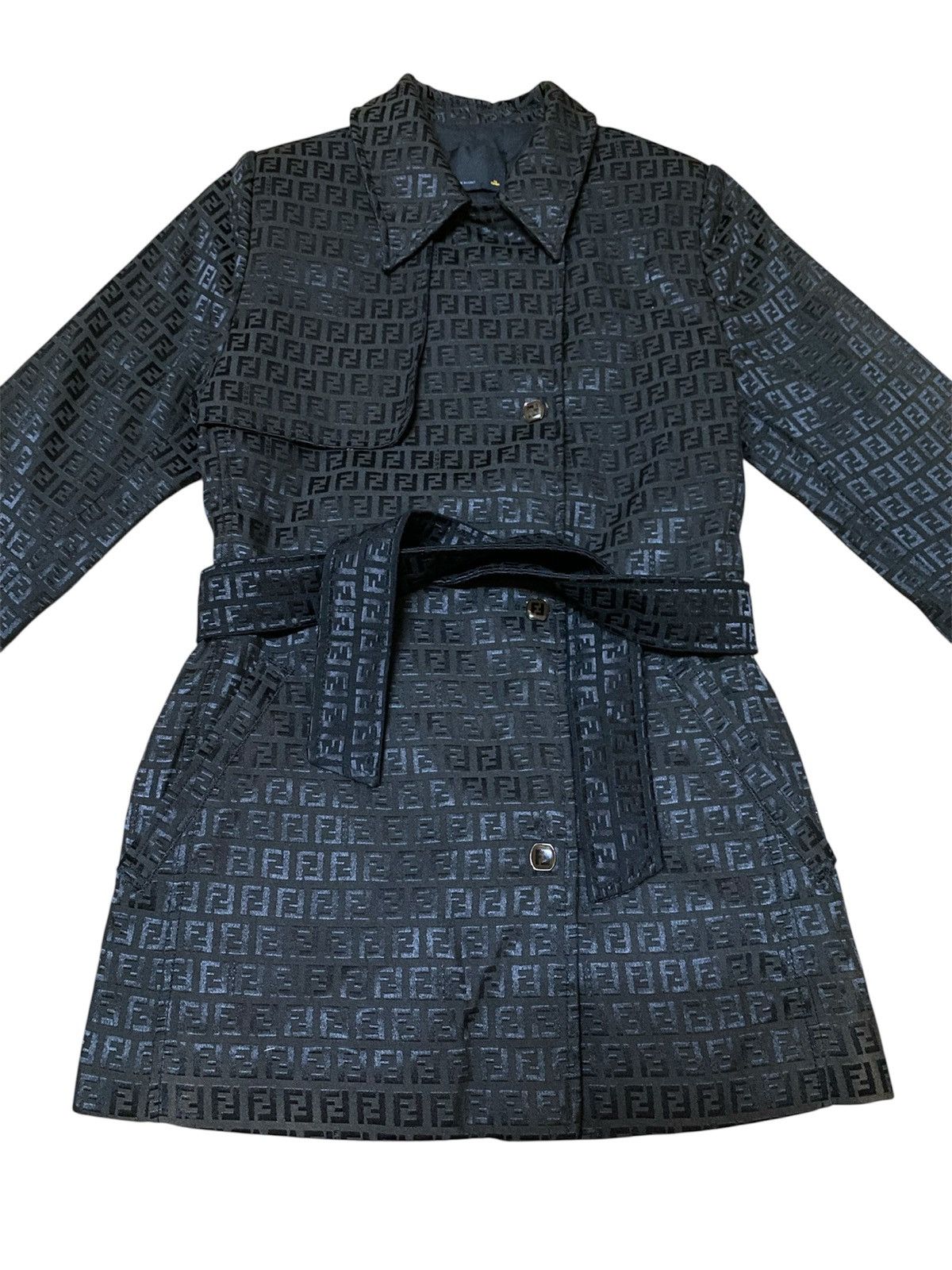 Fendi Fendi Monogram Pattern FF Logo Belted Jacquard Trench Coat Size S / US 4 / IT 40 - 2 Thumbnail