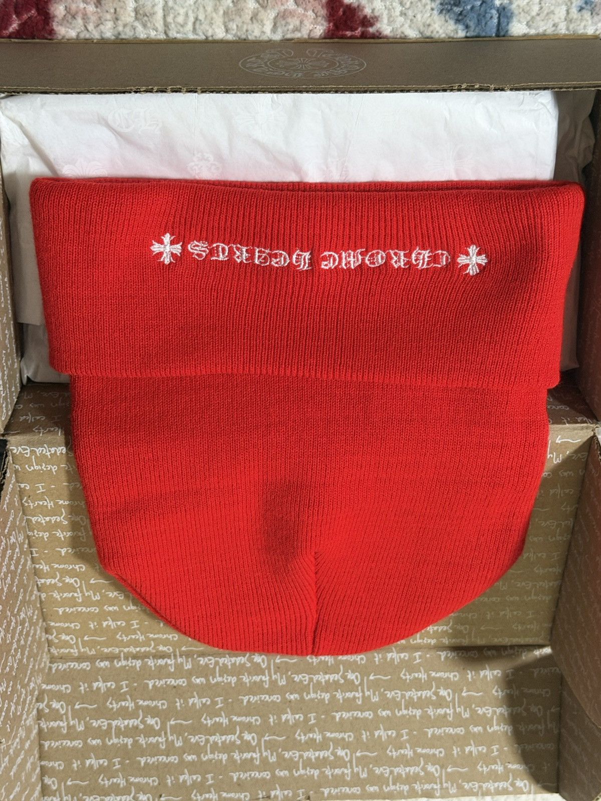 Chrome Hearts Luxury Red Brand New chrome hearts CH Spellout Beanie rare Size ONE SIZE - 8 Thumbnail