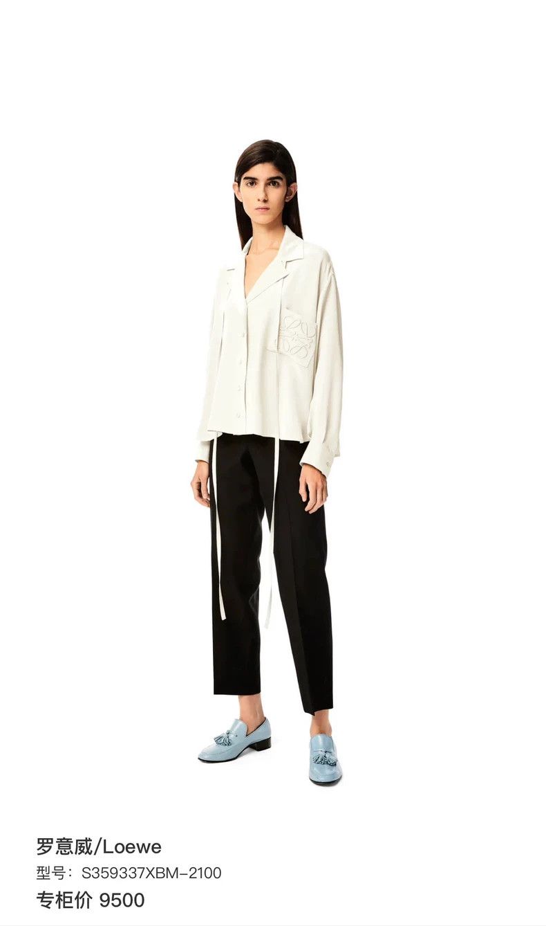 Loewe LOEWE Ice silk embroidery Logo acetate satin shirt Size 4XL / US 24-26 - 8 Thumbnail