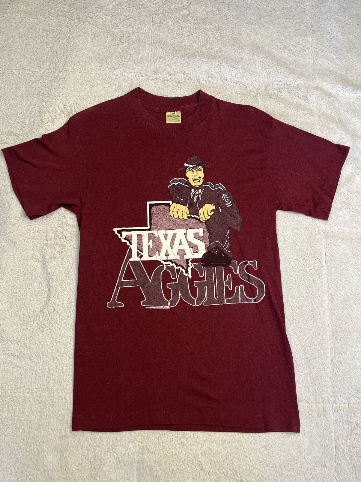 NCAA Vintage 80s Touch Of Gold NCAA Texas A&M Aggies T Shirt Vtg Size US M / EU 48-50 / 2 - 1 Thumbnail