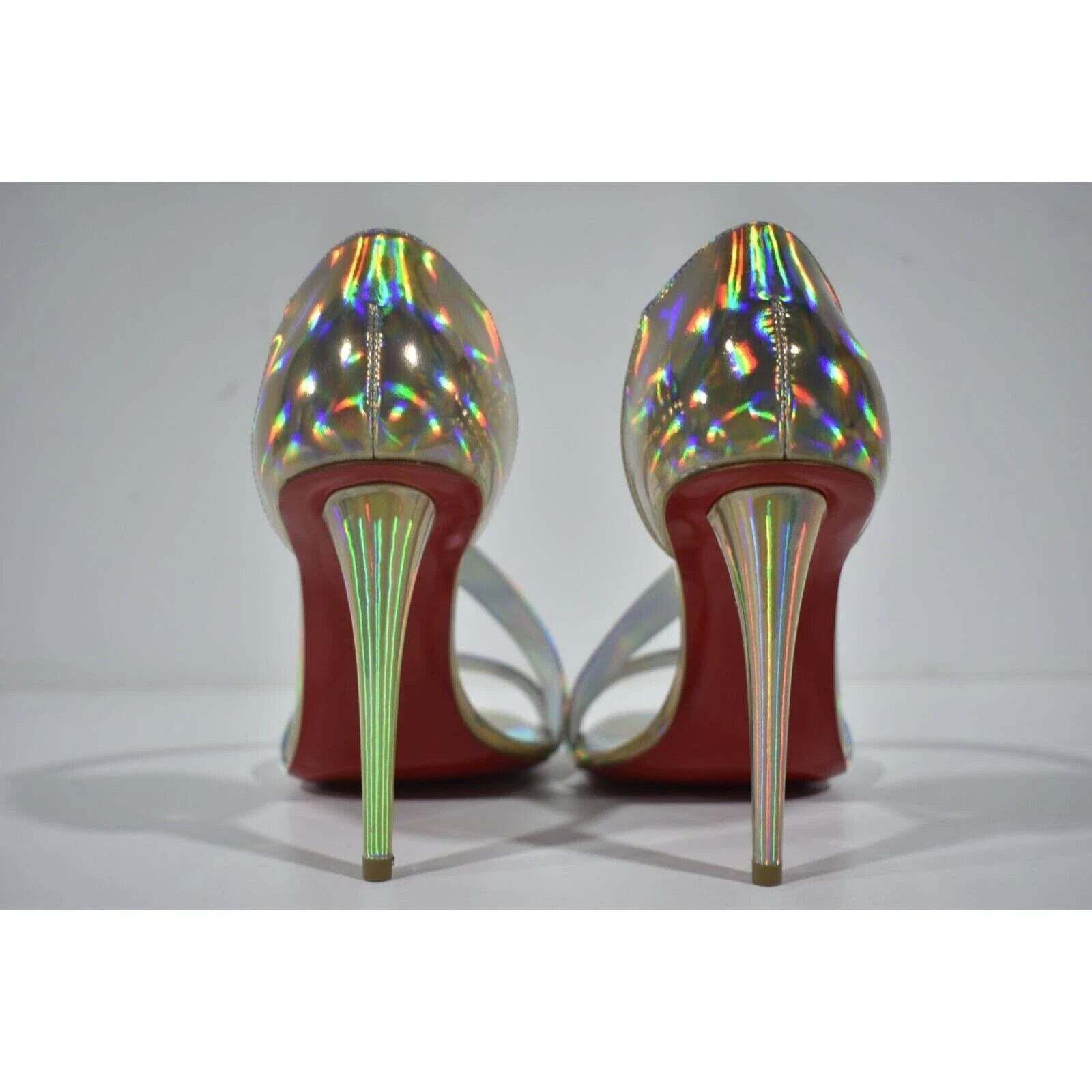 Christian Louboutin Astridal 100 Gold Patent Psychic Strap Sandal Heel Pump 37.5 Size US 7.5 / IT 37.5 - 11 Thumbnail