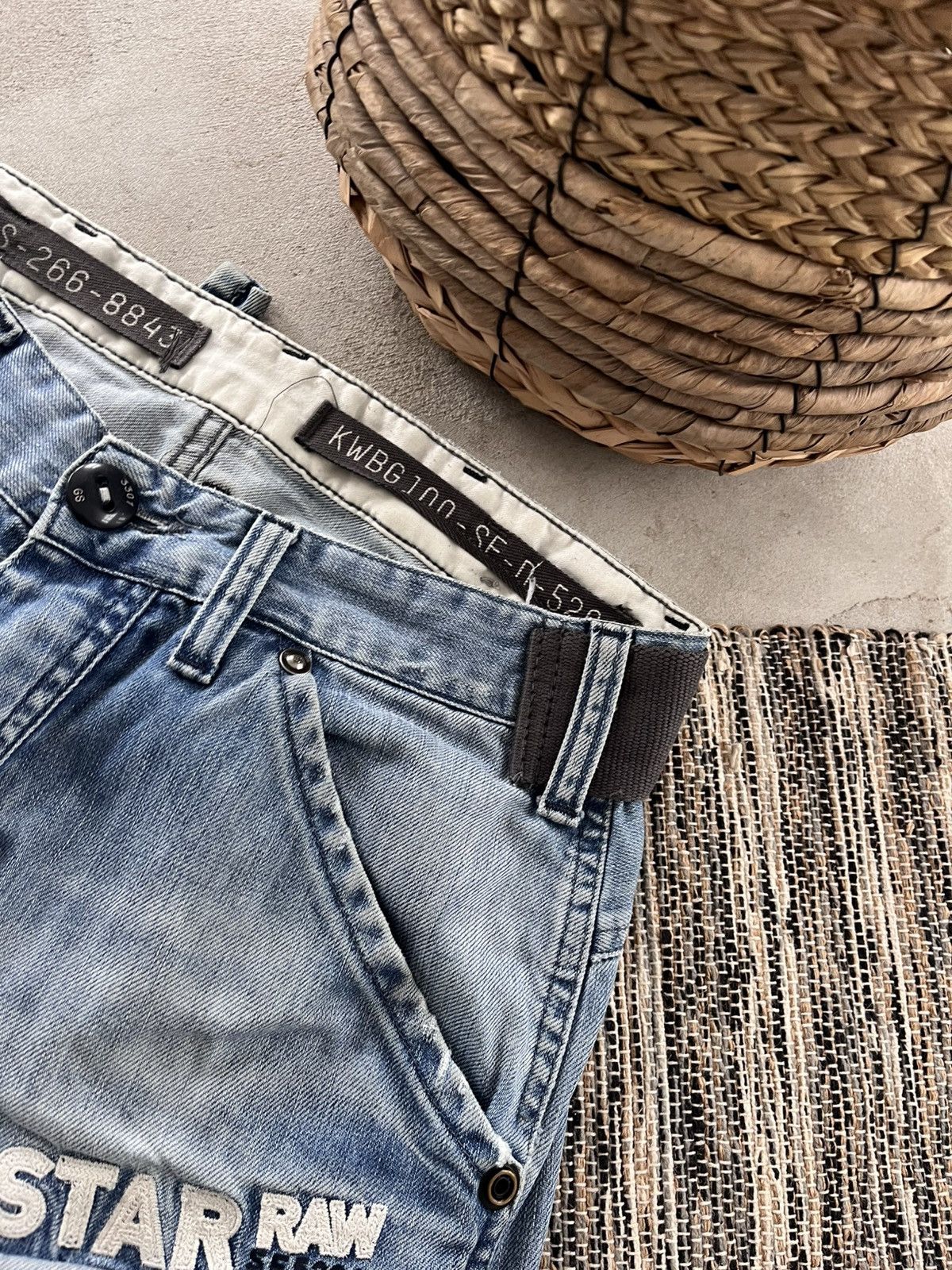 G-Star Vintage GStar Raw Moto Double Knee Faded Denim Jeans Y2K Size US 31 - 10 Thumbnail