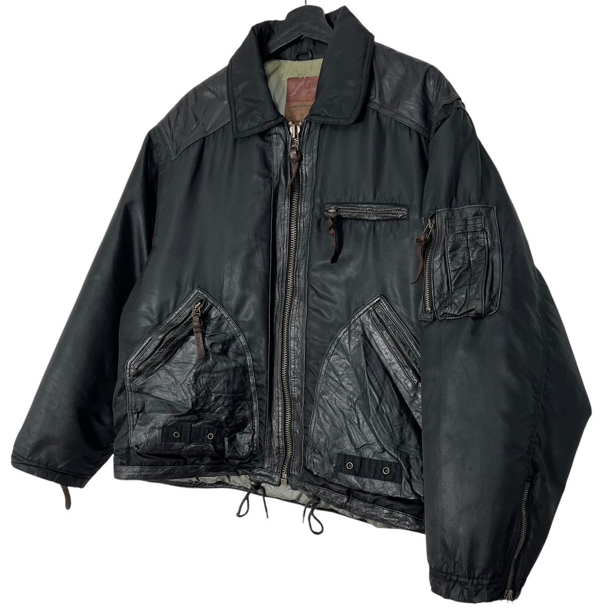 Genuine Leather VINTAGE ABITIO SWITCHING LEATHER FLIGHT JACKET Size US L / EU 52-54 / 3 - 5 Thumbnail