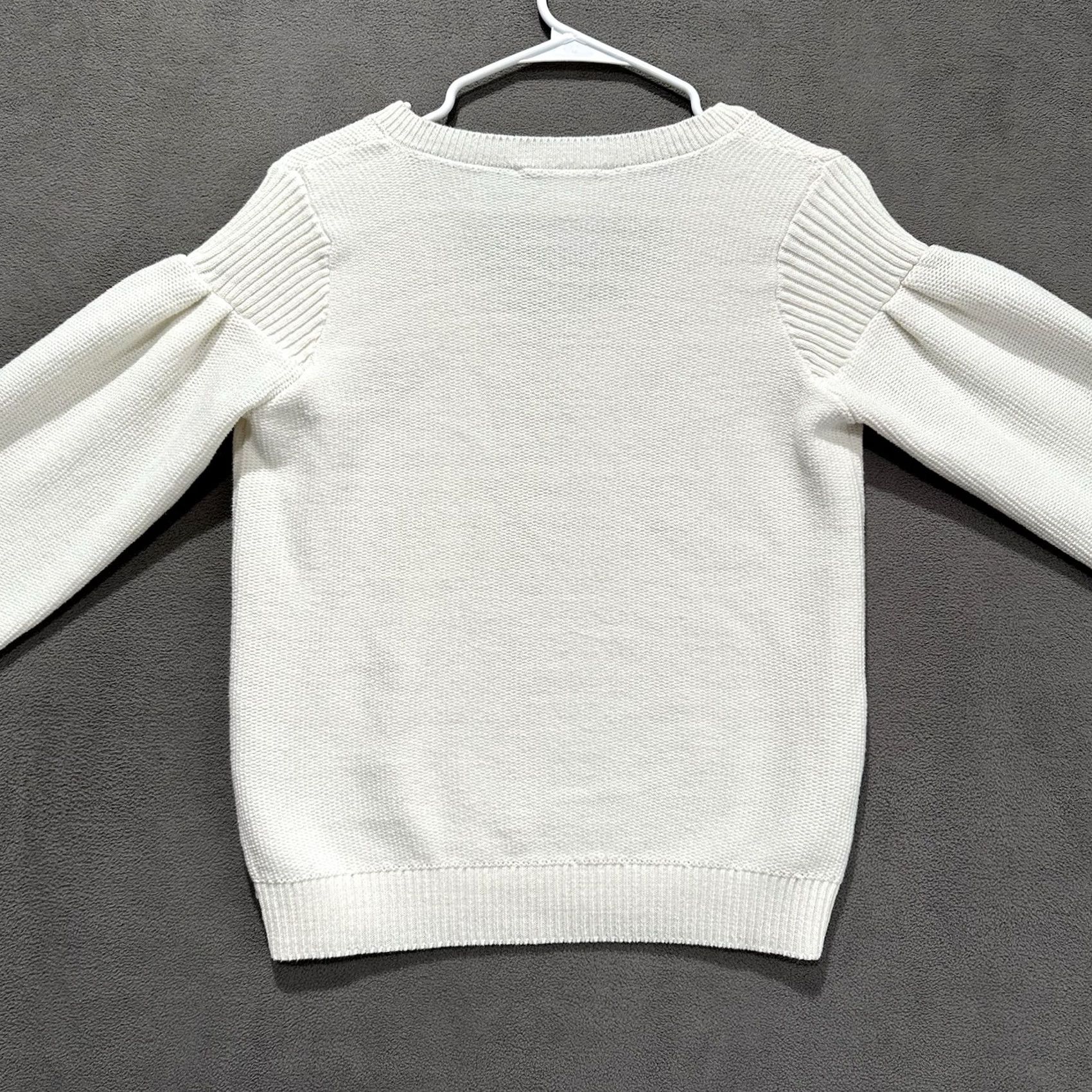 Loft LOFT Sweater Womens Medium Ivory Long Sleeve Ribbed V-Neck Cotton Blend GUC Size M / US 6-8 / IT 42-44 - 2 Thumbnail