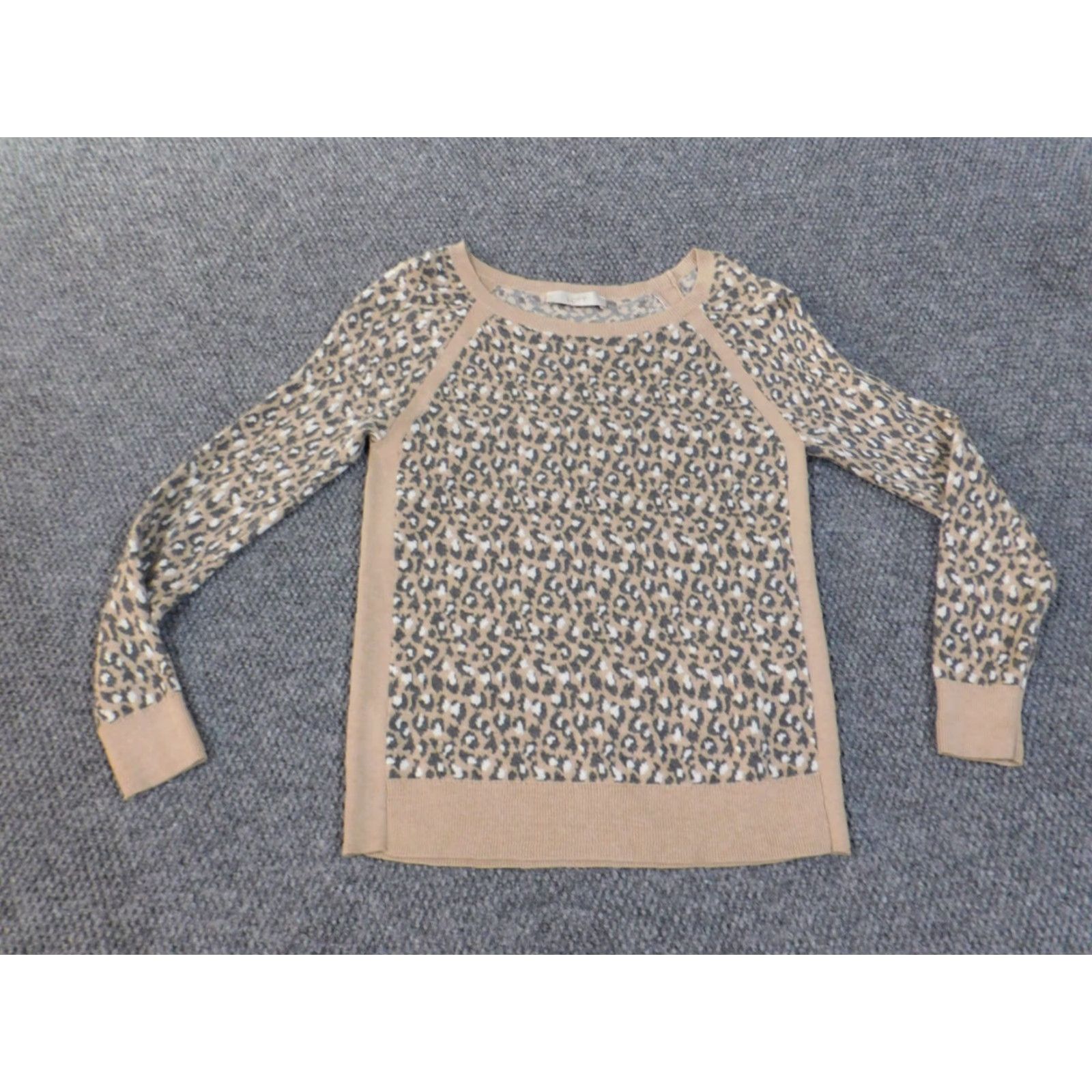 Loft LOFT Beige Geometric Knit Crewneck Pullover Sweat Shirt? Size M / US 6-8 / IT 42-44 - 3 Thumbnail