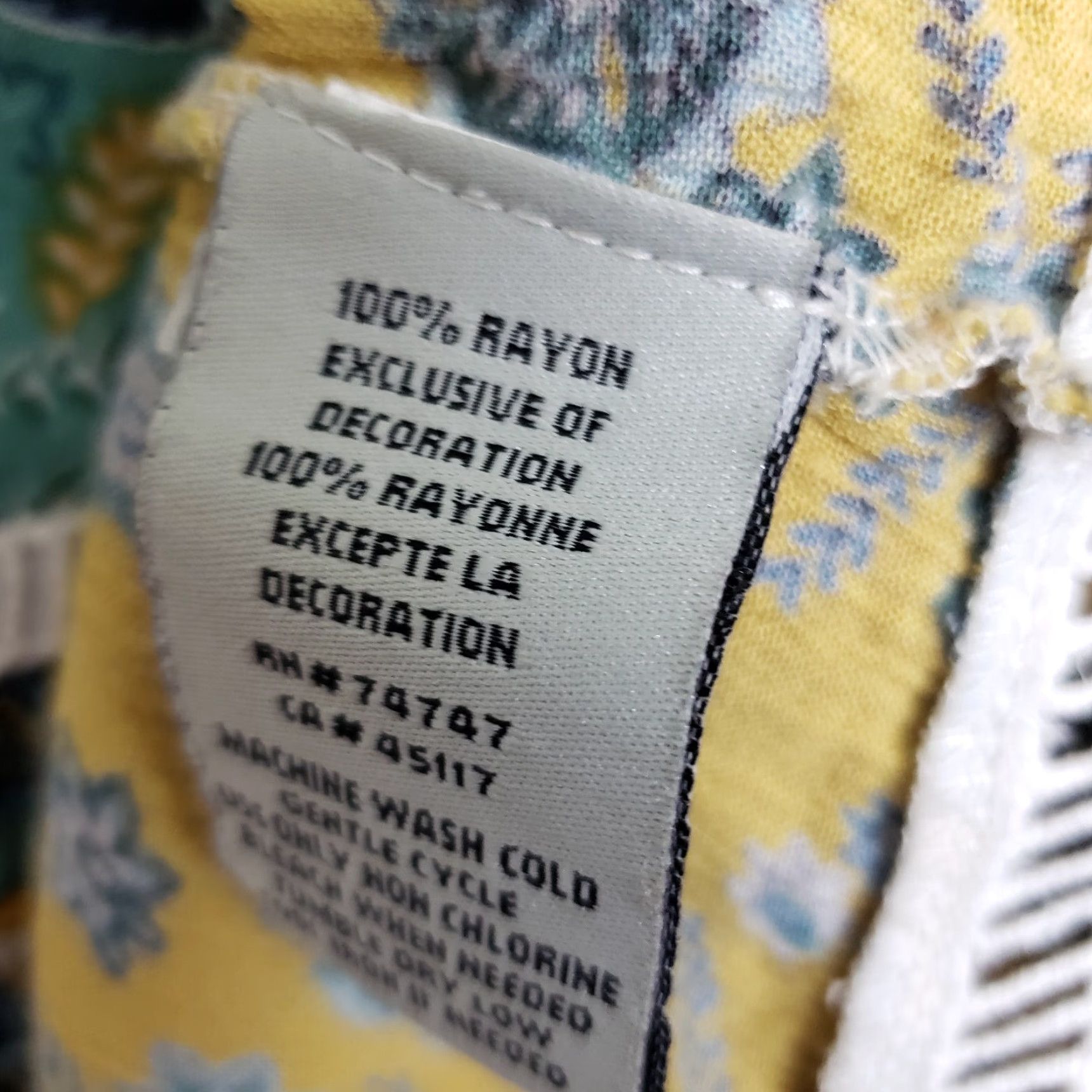 Vintage Bob Timberlake Womens Dress M Yellow Floral Rayon Keyhole Scoop Neck 3/4 Sleeve Short Vintage No Size M / US 6-8 / IT 42-44 - 5 Thumbnail