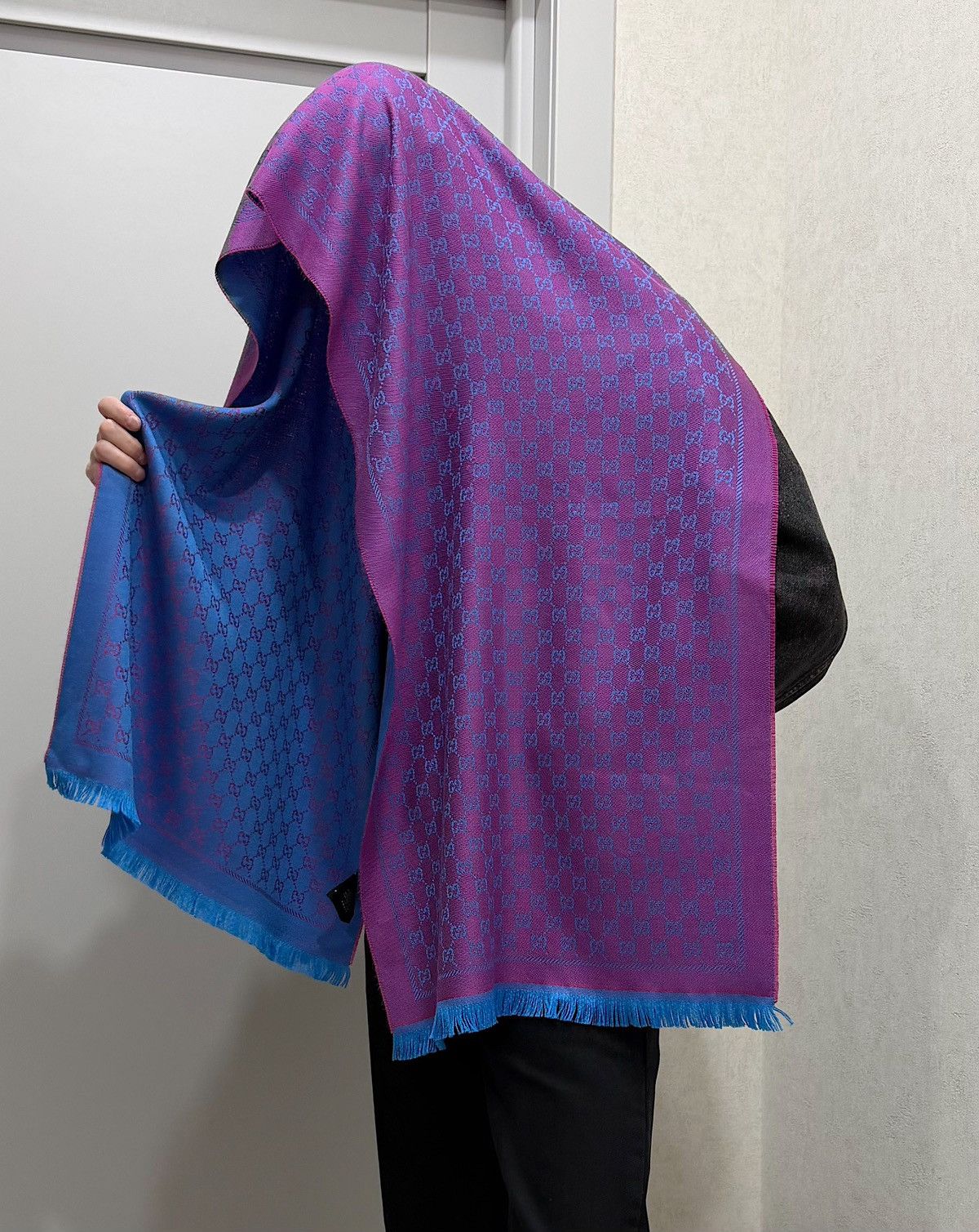 Gucci GUCCI GG Monogram Wool Scarf Purple Blue Demna Nettspend Size ONE SIZE - 1 Thumbnail
