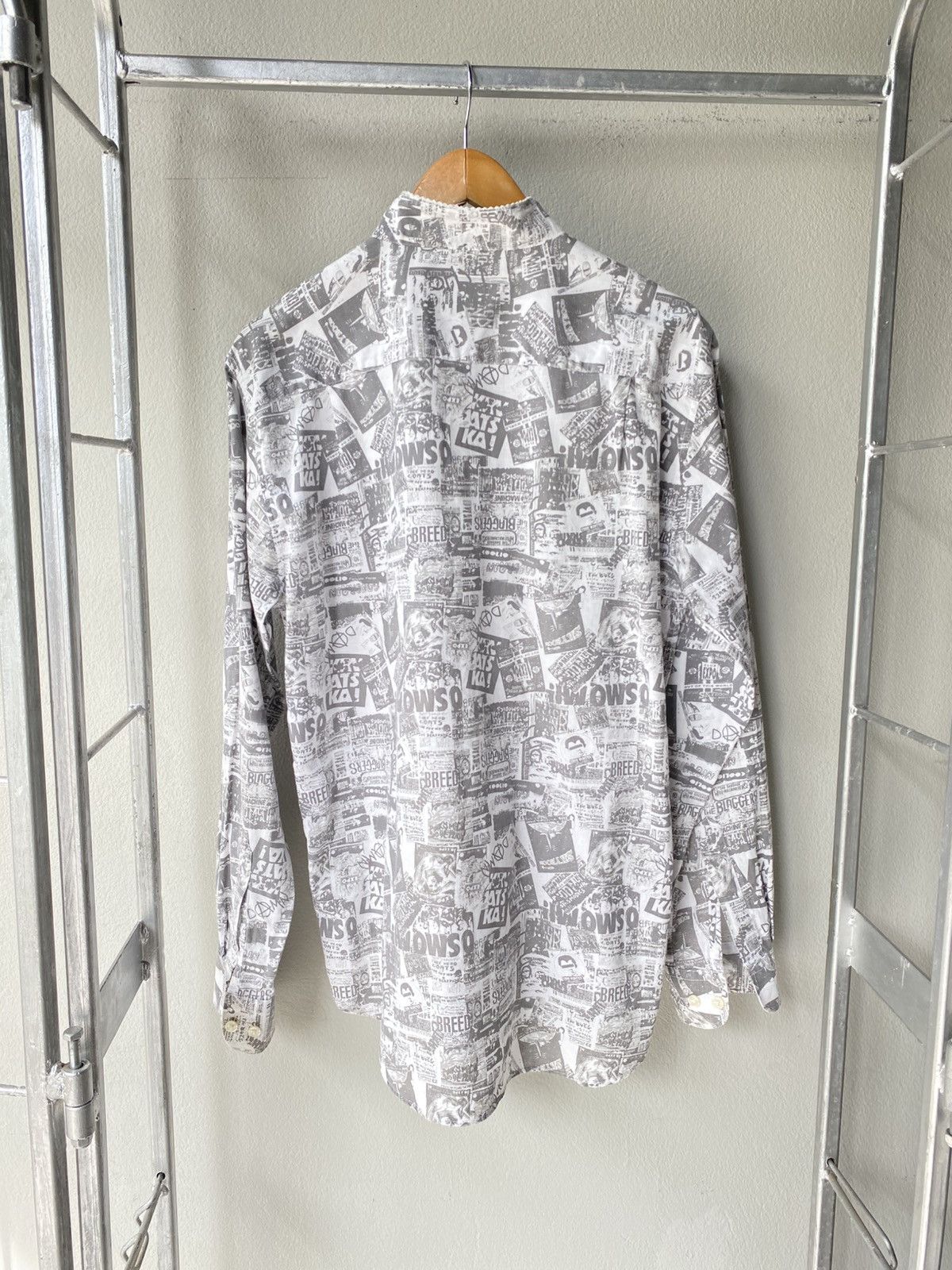 Japanese Brand Splendid satisfaction Gray Newspaper Print Button-Up Shirt Size US M / EU 48-50 / 2 - 14 Thumbnail