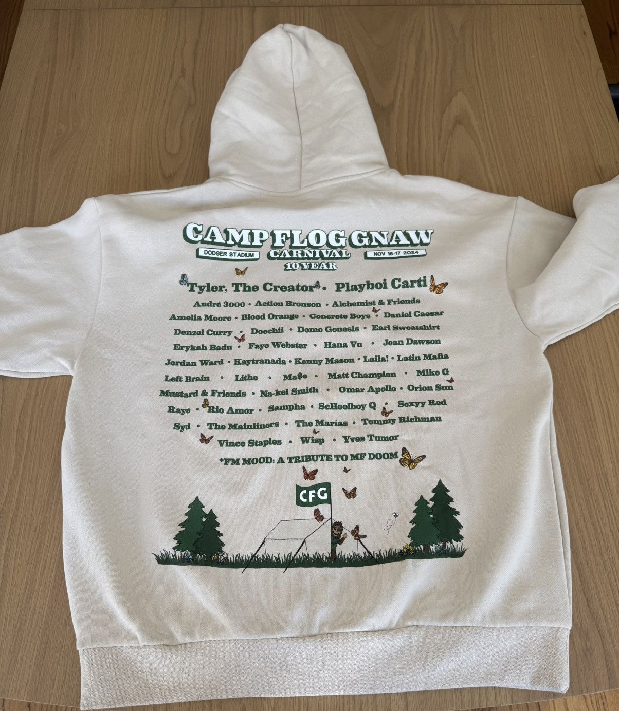 Tyler The Creator Camp Flog Gnaw Carnival 2024 Lineup Hoodie / Cream Size US L / EU 52-54 / 3 - 3 Thumbnail