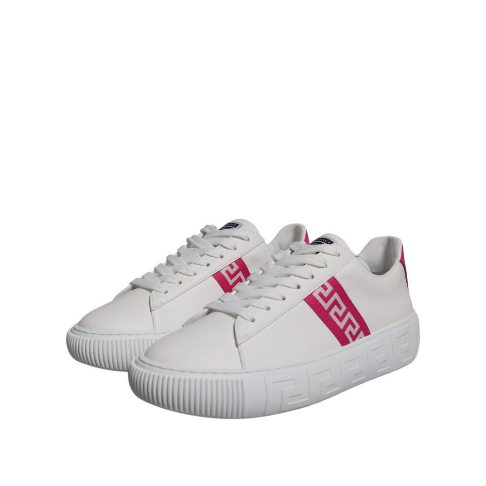 Versace Versace White Pink Greca Print Platform Low Top Sneakers Sho Size US 9 / EU 42 - 3 Thumbnail
