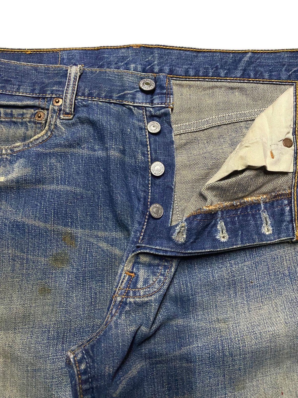Levi's Vintage Levis 501 Mud Wash Distressed Loose Jeans Size US 30 / EU 46 - 14 Thumbnail