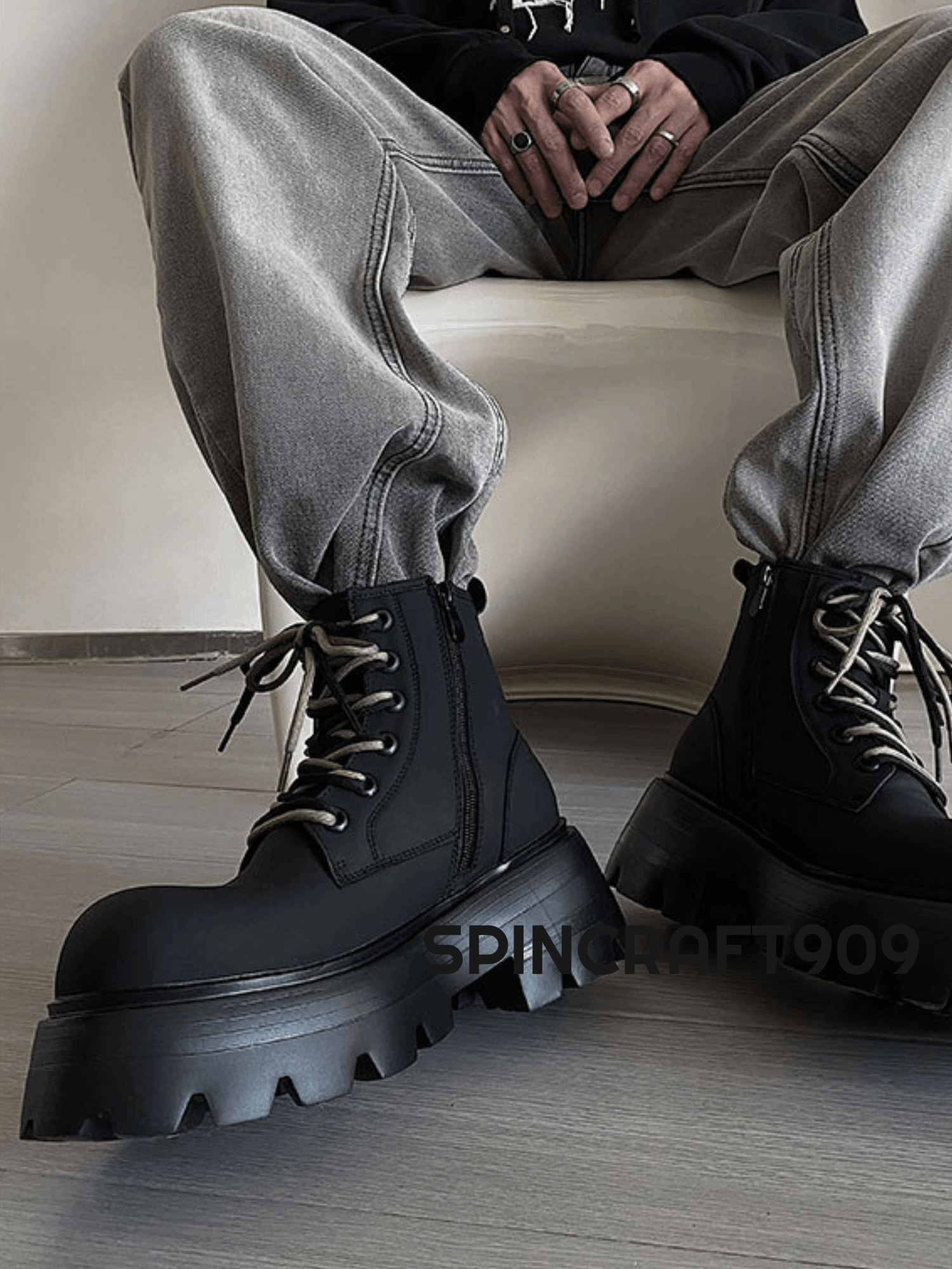 Other Black Combat Boots Size US 9 / EU 42 - 2 Thumbnail