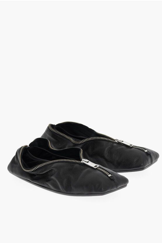 Maison Margiela Leather Ballet Flat with Square Toe and Maxi Zip Closure Size US 8 / IT 38 - 1 Thumbnail