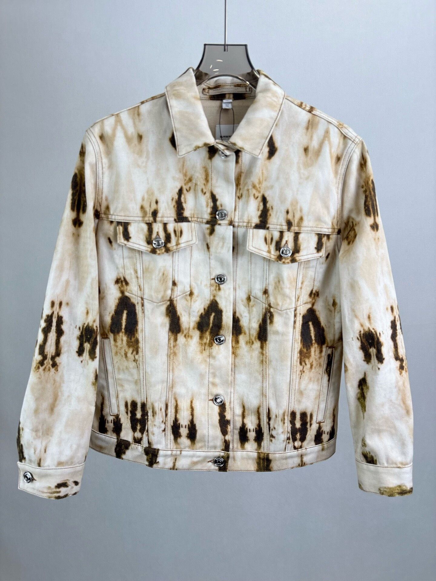 Burberry Burberry Tie-Dye Leather Patch Denim Jacket Size S / US 4 / IT 40 - 1 Thumbnail