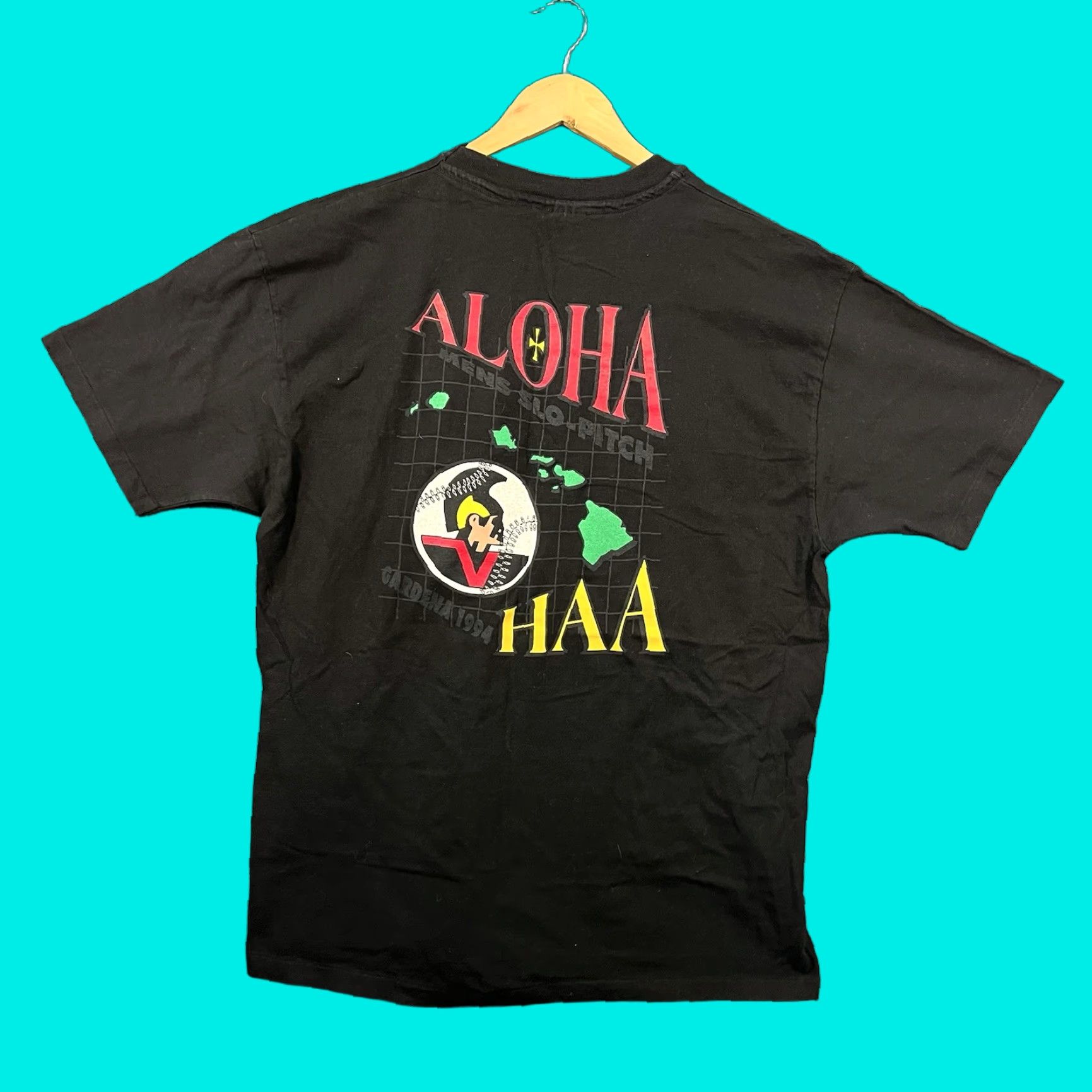 Hanes VINTAGE Hanes Beefy T-Shirt 90s Aloha Slo Pitch Graphic XL Black White Logo Men Short Sleeve Round Neck Size US XL / EU 56 / 4 - 1 Thumbnail