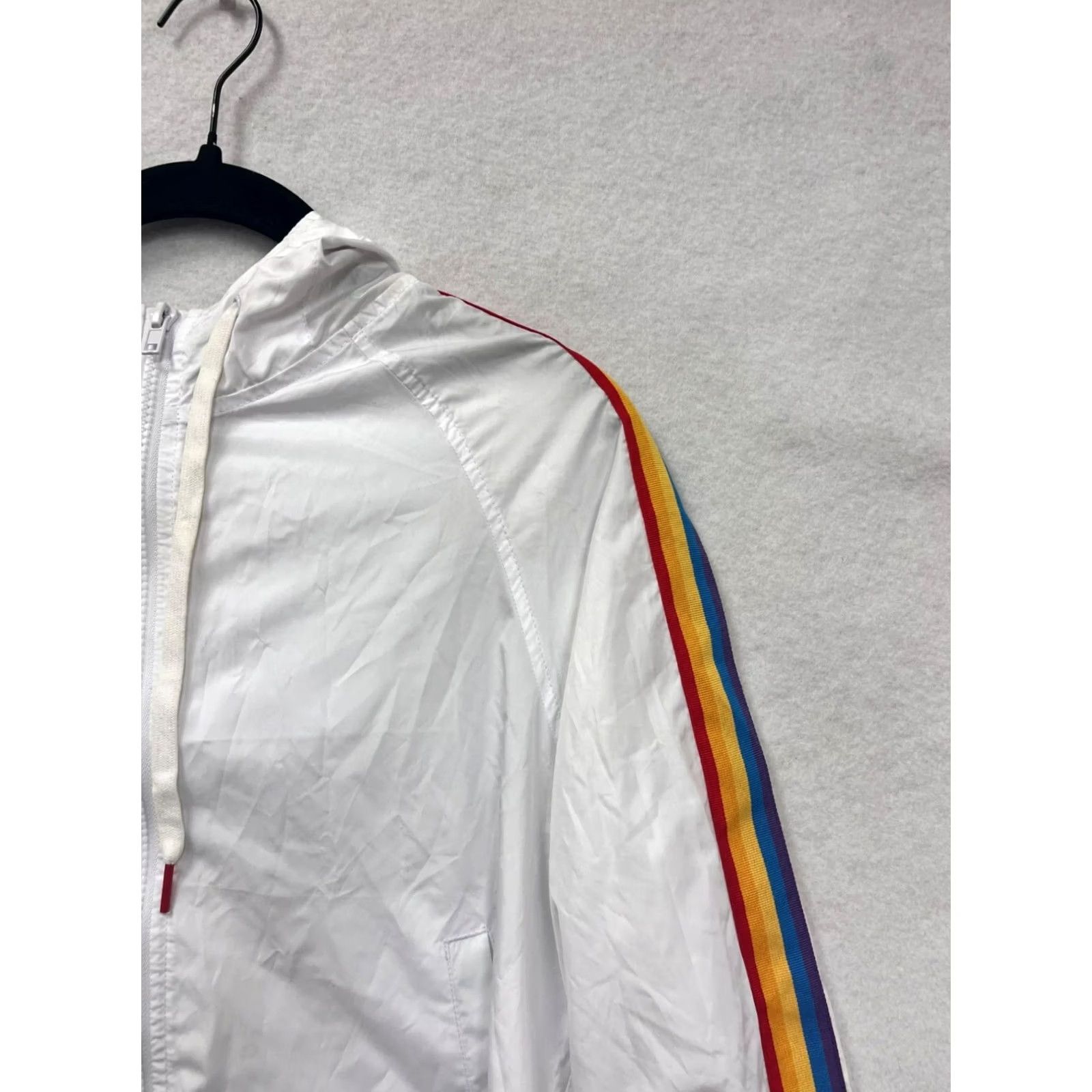 Rainbow A.Lab White Hooded Jacket Rainbow Stripe Sleeves Women’s S Jacket Womens S White Rainbow Stripe Sleeves Size S / US 4 / IT 40 - 6 Thumbnail
