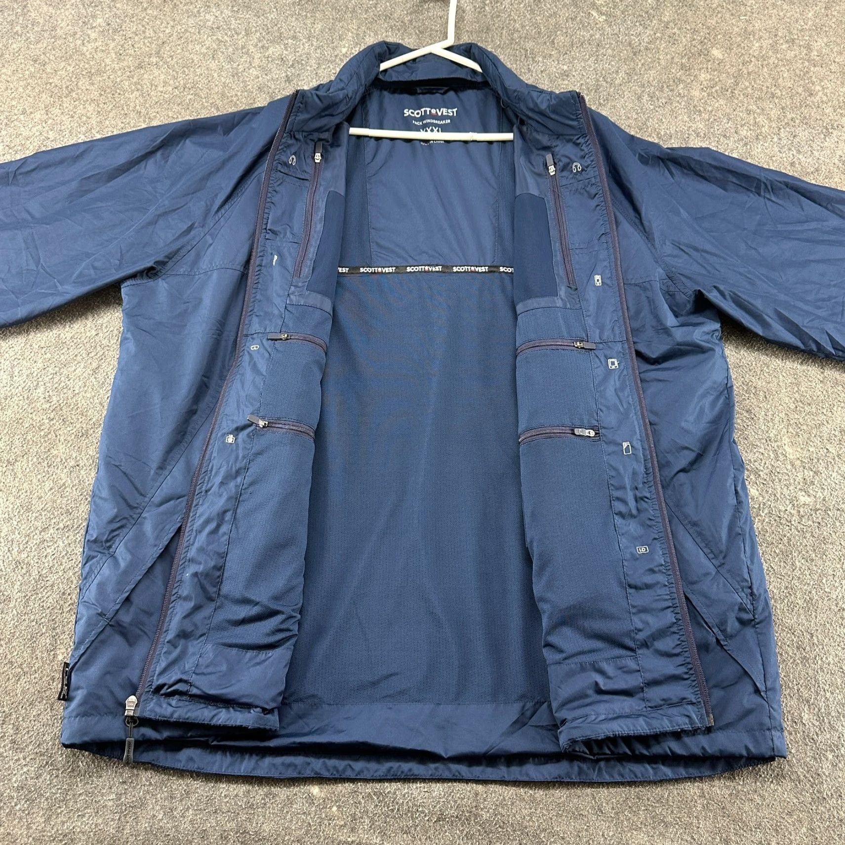 Vintage VINTAGE SCOTTeVEST Jacket Men 3XL Windbreaker Full Zip Hooded Lined Polyester Blue 90s Size US XXL / EU 58 / 5 - 2 Thumbnail