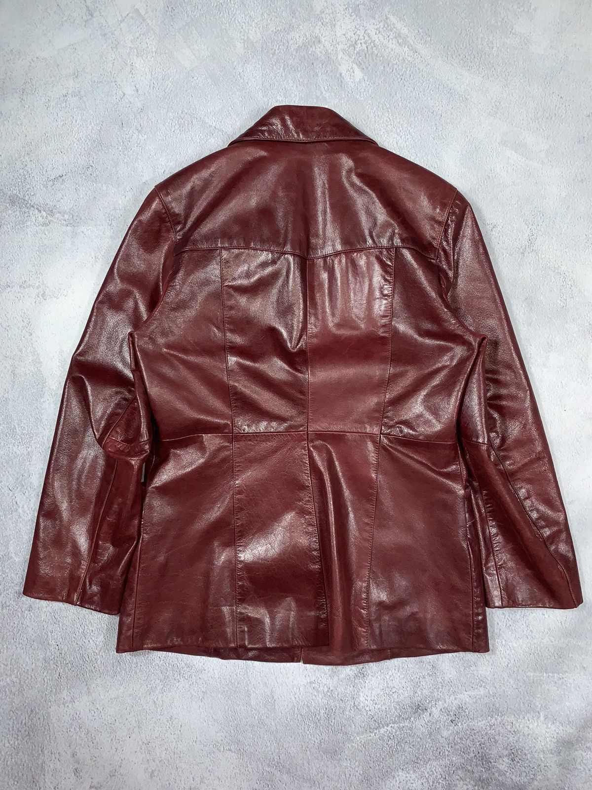 Leather × Vintage Vintage 90s Opium Elongated Leather blazer Jacket size M Size M / US 6-8 / IT 42-44 - 9 Thumbnail