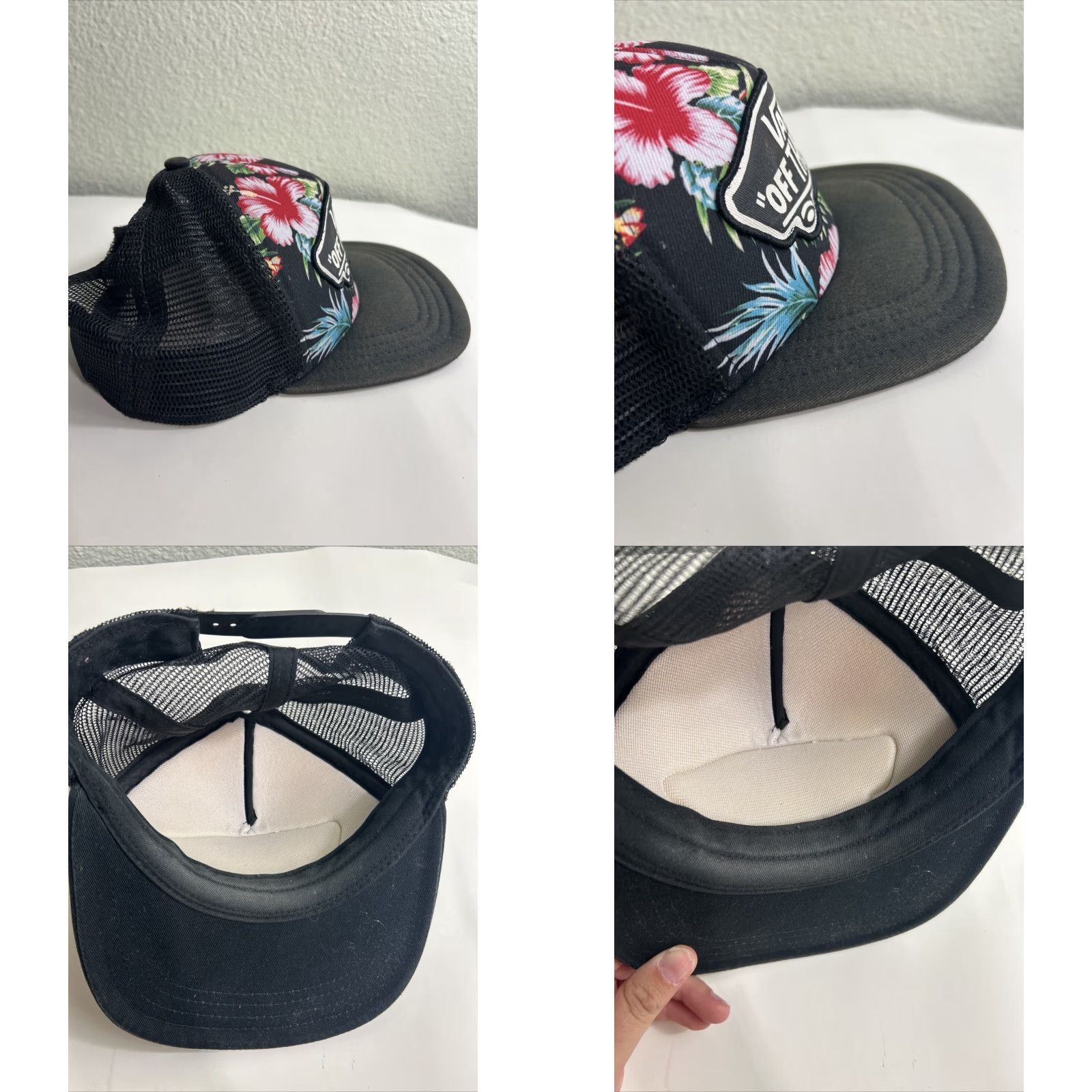 Vans Vans Off The Wall Hat Trucker Black Floral Hibiscus Adjustable One Size Size ONE SIZE - 8 Thumbnail
