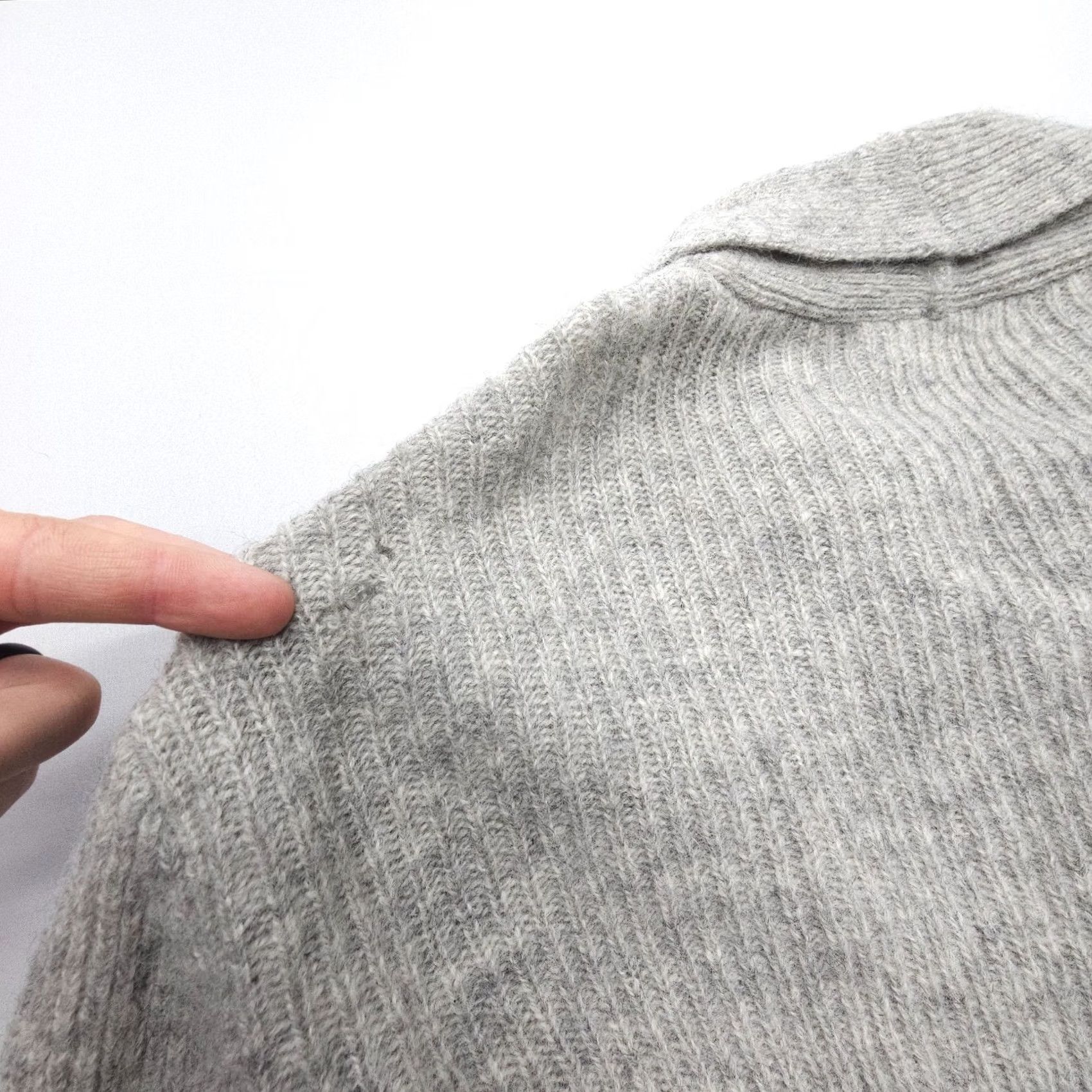 Vintage Line of Trade Dockside Shawl Cardigan Mens Medium Gray 100% Shetland Wool Button Size US M / EU 48-50 / 2 - 4 Thumbnail