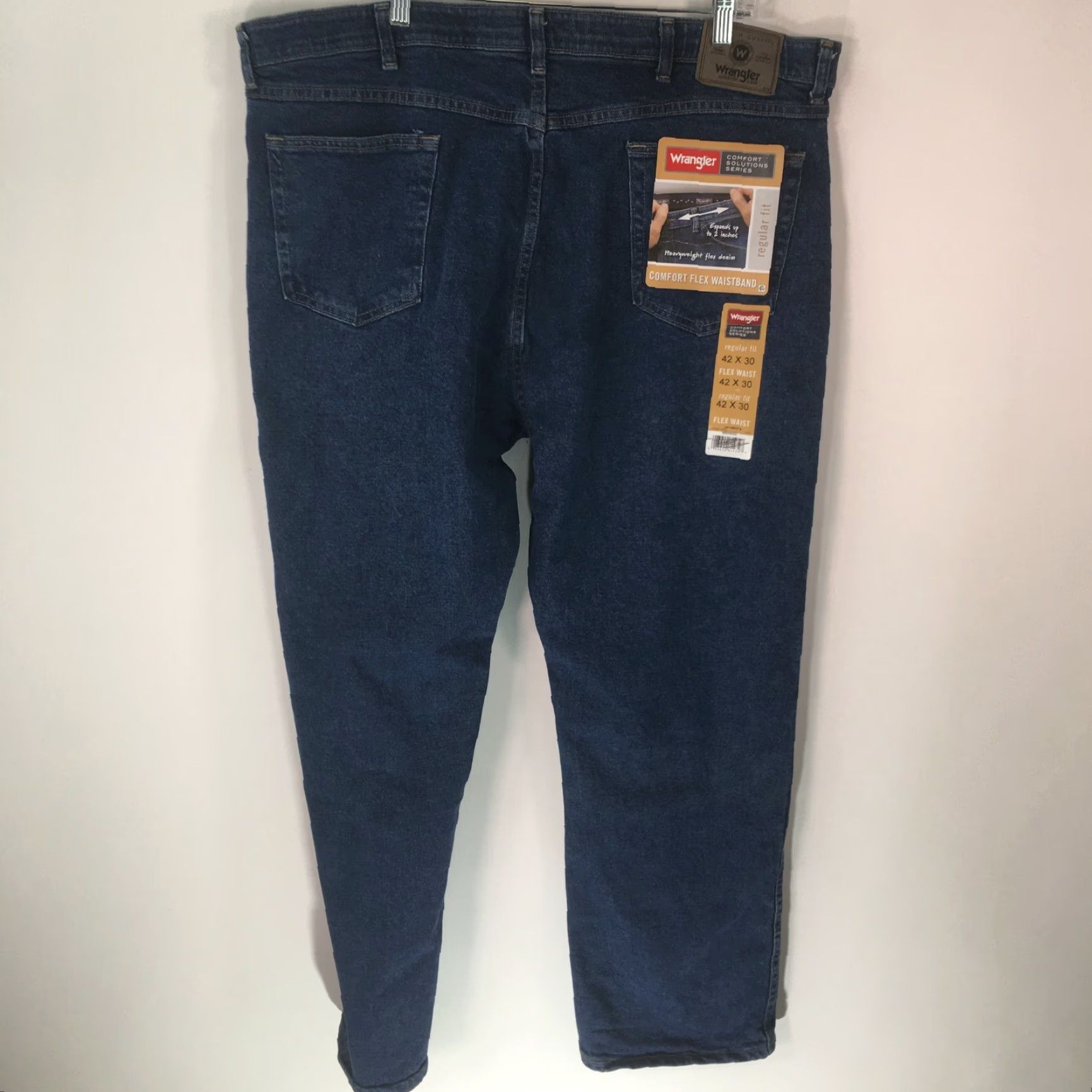 Wrangler Wrangler Jeans Mens Regular High Rise Blue Denim 42X30 Adult Regular 31 Inseam 5-Pocket Comfort Stretch Cowboy Casual Mens Size US 42 / EU 58 - 2 Thumbnail