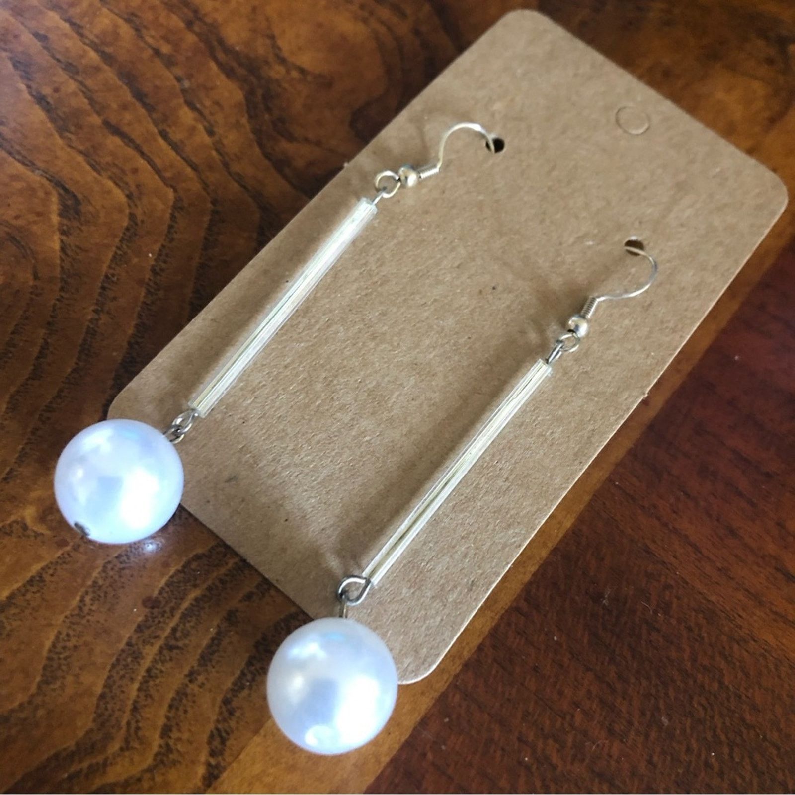 Jewelry Elegant long bugle bead pearl drop earrings Size ONE SIZE - 2 Thumbnail