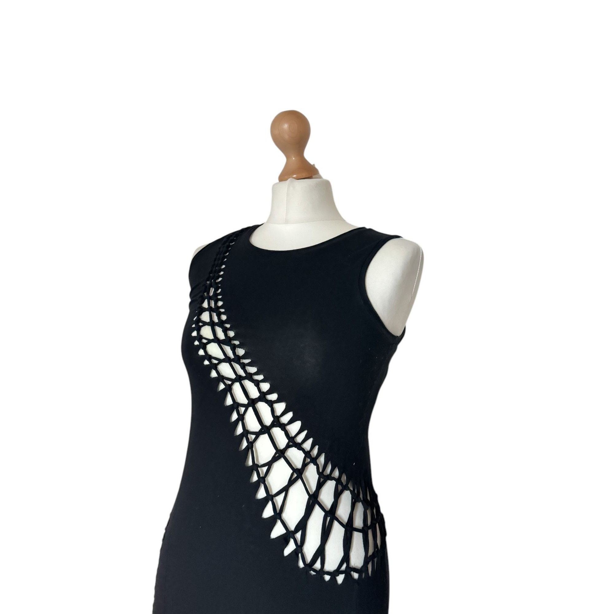 Jean Paul Gaultier Vintage SS 2001 Ajouré Black Dress Size M / US 6-8 / IT 42-44 - 4 Thumbnail