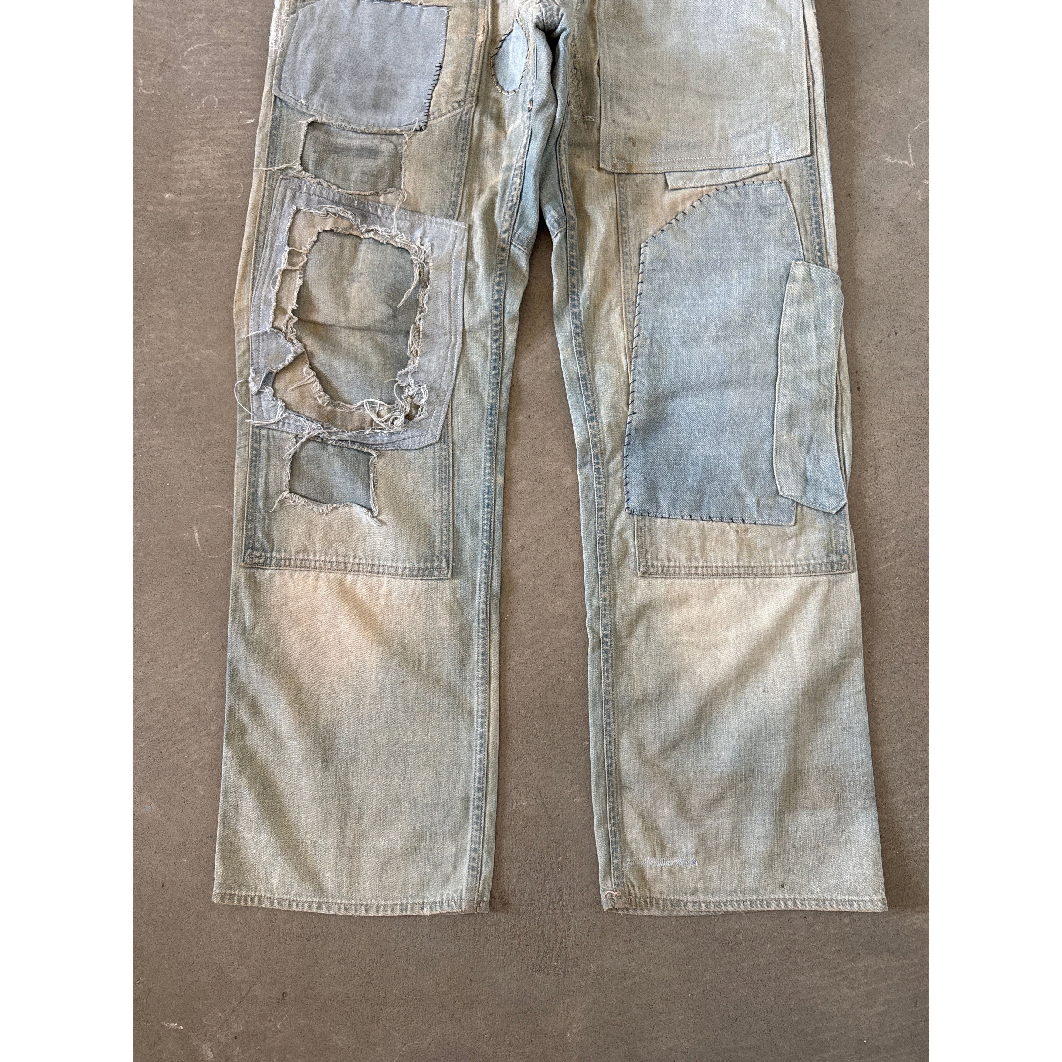 RRL Ralph Lauren RRL by Polo Ralph Lauren Indigo Distressed Patchwork Selvedg Size US 32 / EU 48 - 2 Thumbnail