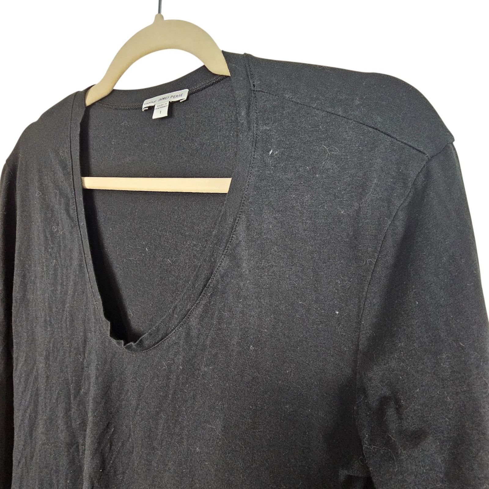 James Perse James Perse Womens Black V-Neck T-Shirt 1 Classic Minimalist Size S / US 4 / IT 40 - 5 Thumbnail