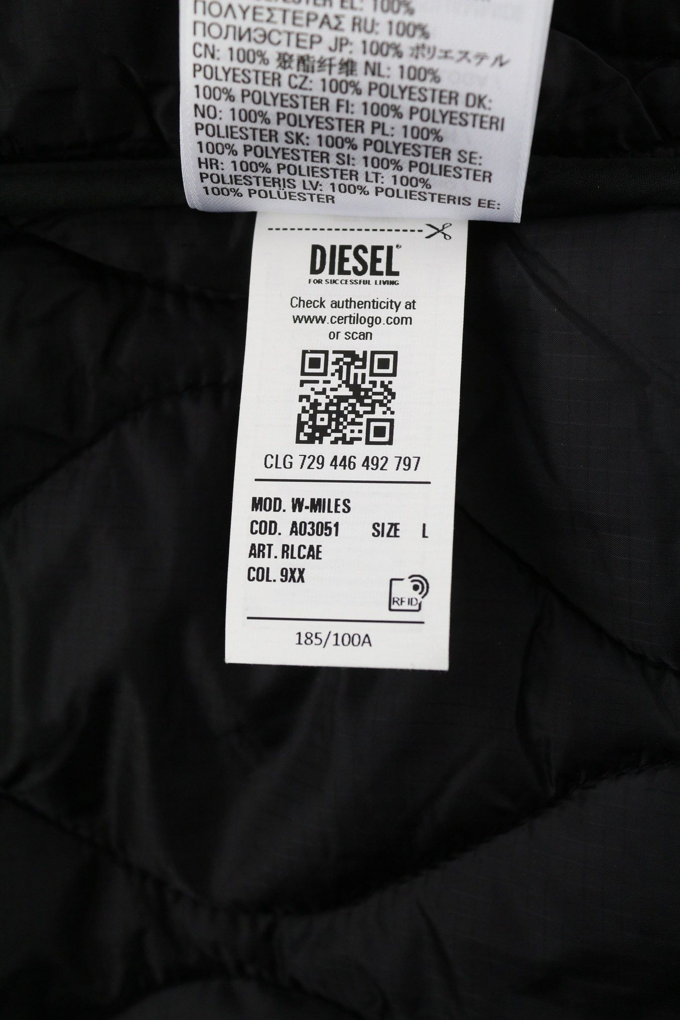 Diesel W-MILES L 2in1 Parka Drawstring Mid-Length Jacket 81747 Size US L / EU 52-54 / 3 - 17 Thumbnail