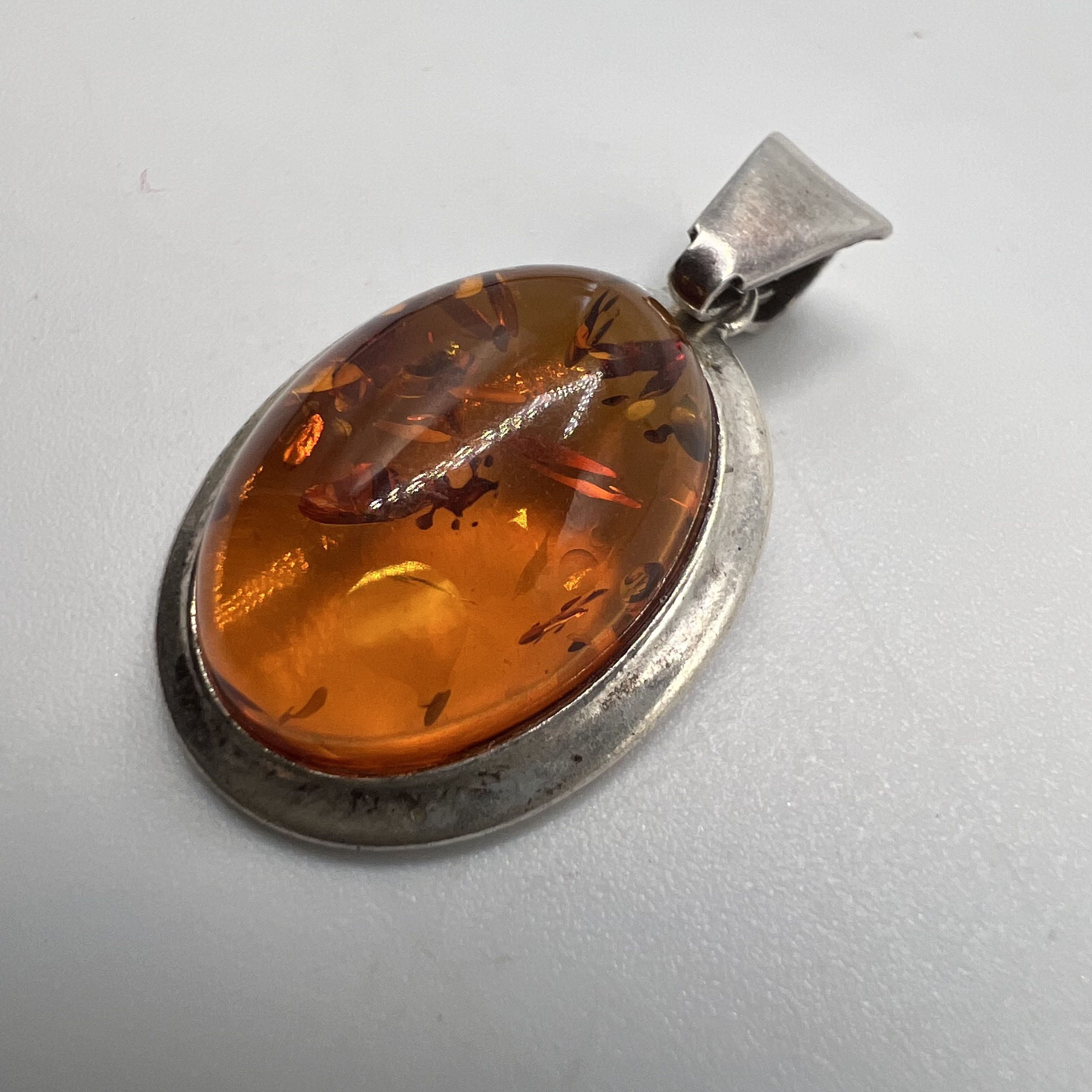 Vintage Vintage Necklace Pendant Sterling Silver 925 Amber Jewelry Size ONE SIZE - 1 Thumbnail
