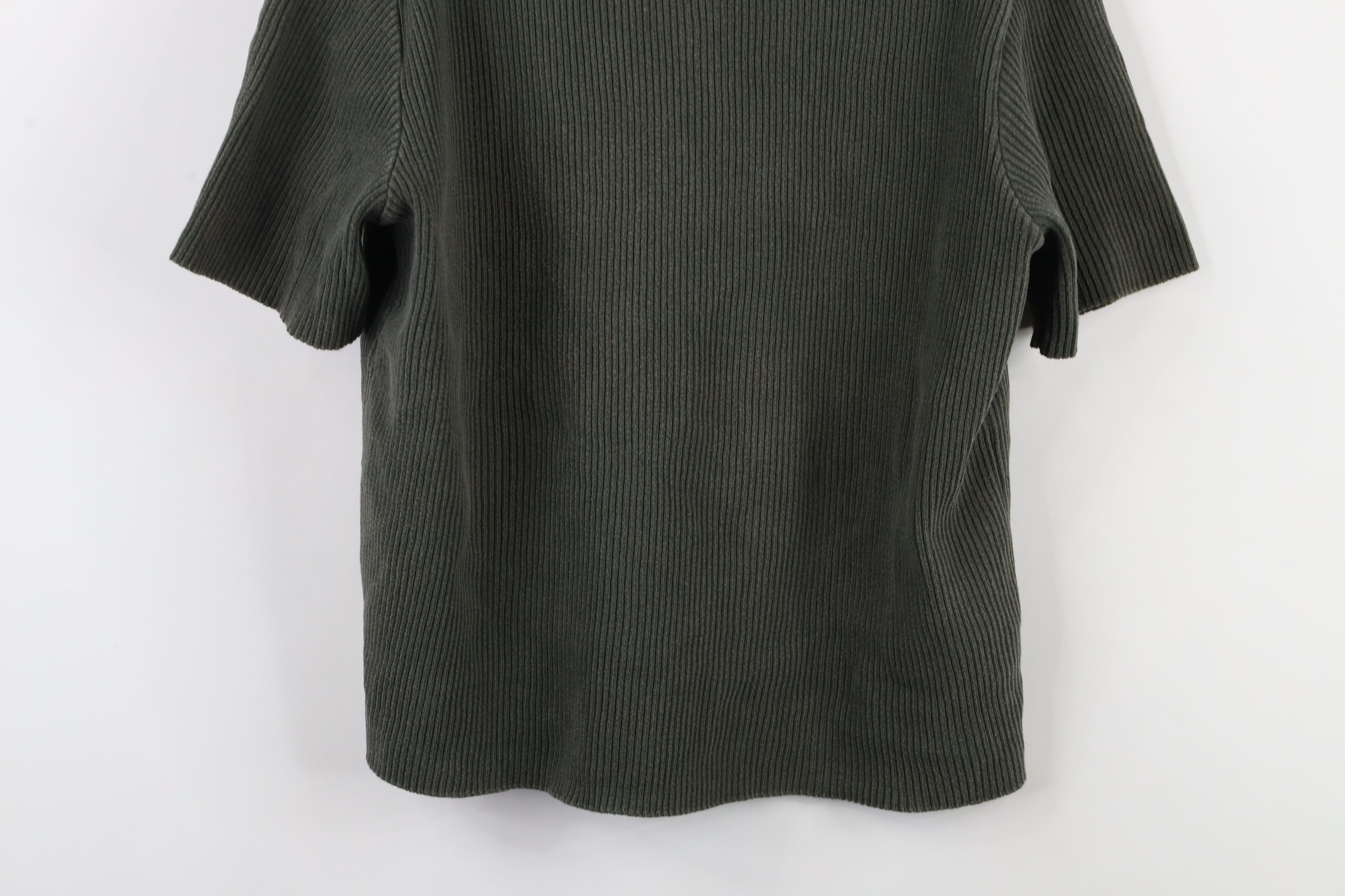 Vintage Vintage 90s Streetwear Cropped Ribbed Knit T-Shirt Green Size L / US 10 / IT 46 - 3 Thumbnail