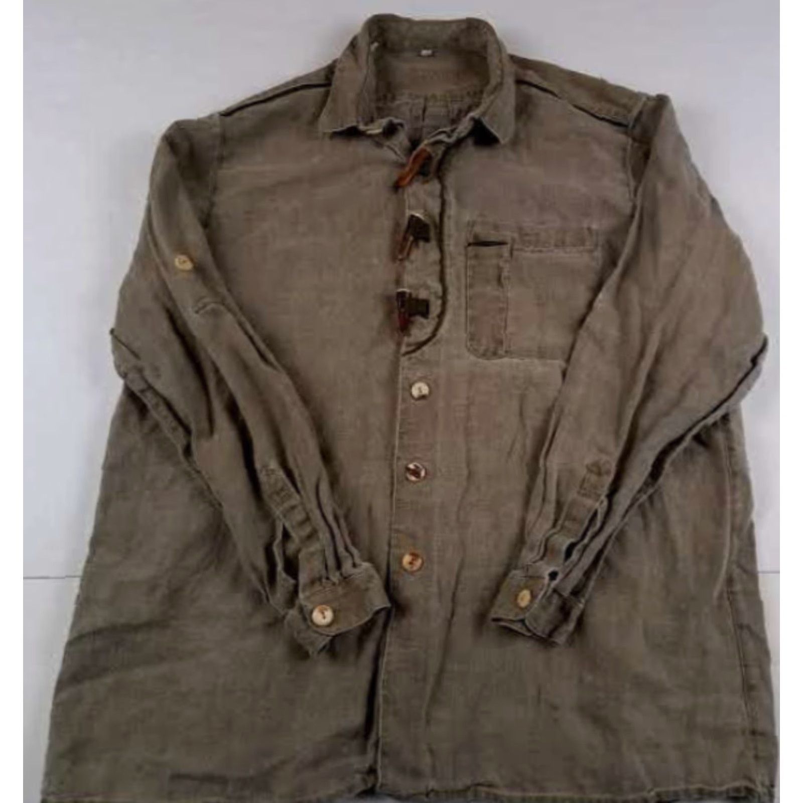 Imperial VINTAGE Imperial Safari Shirt Men 43 Button-Up Long Sleeve Canvas-Cotton Tan Buffalo Bone Button Size US XL / EU 56 / 4 - 5 Thumbnail
