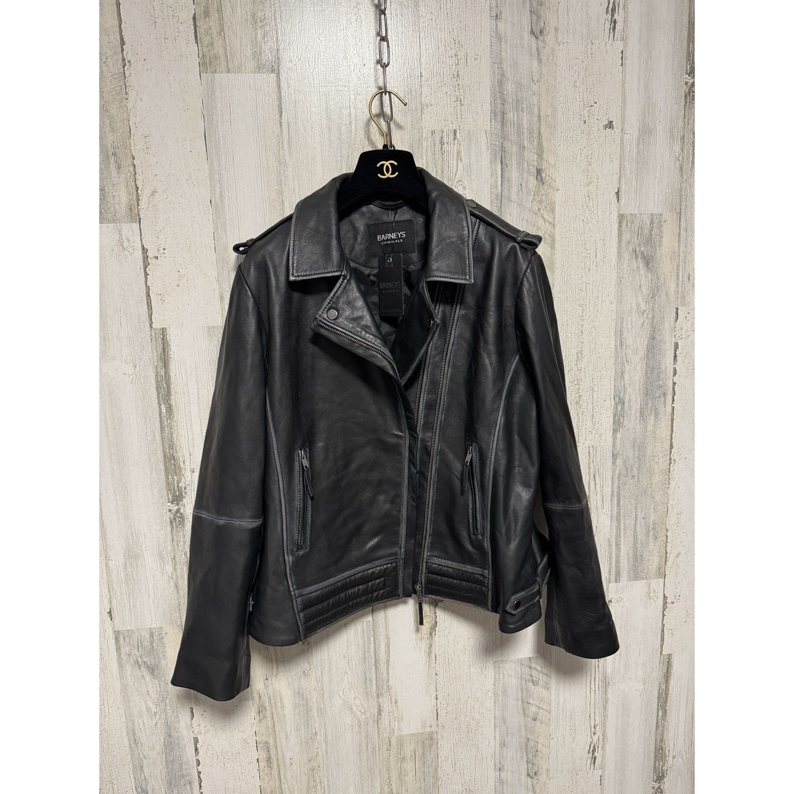 Barneys New York NWT Barney's Originals Women's Leather Jacket Black Size 20 Size 3XL / US 20-22 - 8 Thumbnail