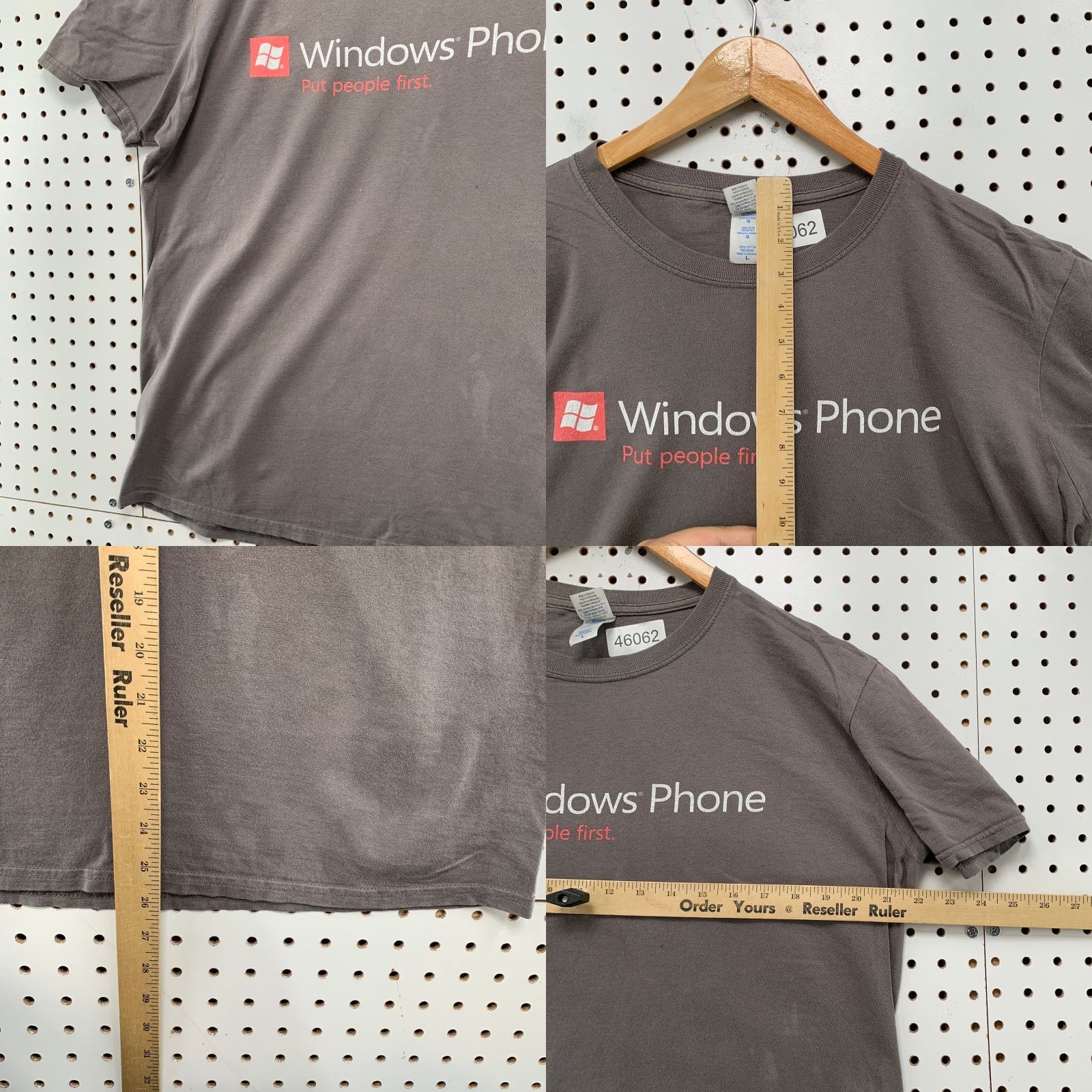 Gildan VINTAGE Windows Phone Shirt Mens Large Gray Short Sleeve Cyber Punk Skater Grunge Size US L / EU 52-54 / 3 - 8 Thumbnail