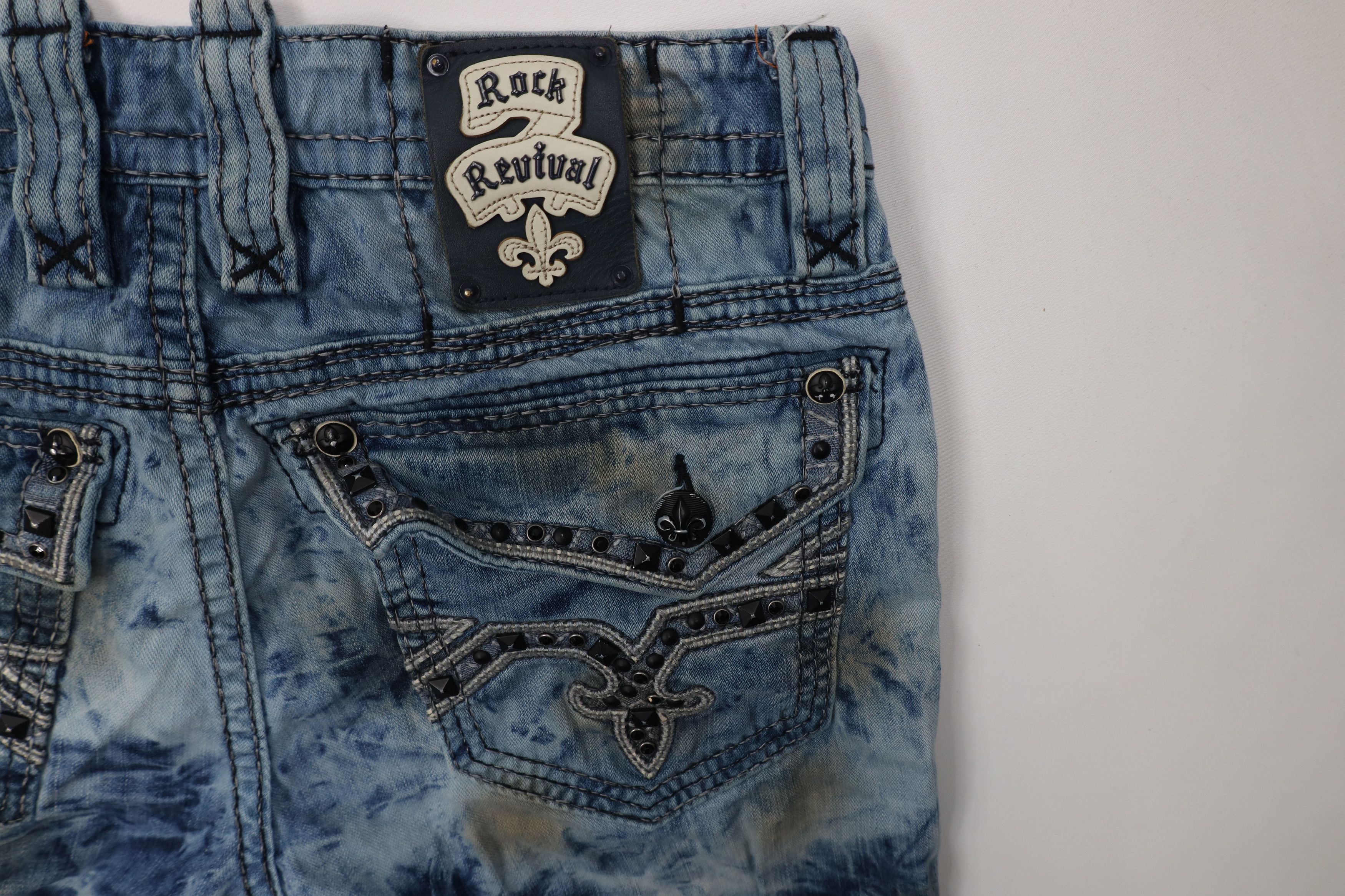 Rock Revival Rock Revival Acid Wash Teles Alt Straight Leg Jeans Studded Size US 34 / EU 50 - 15 Thumbnail