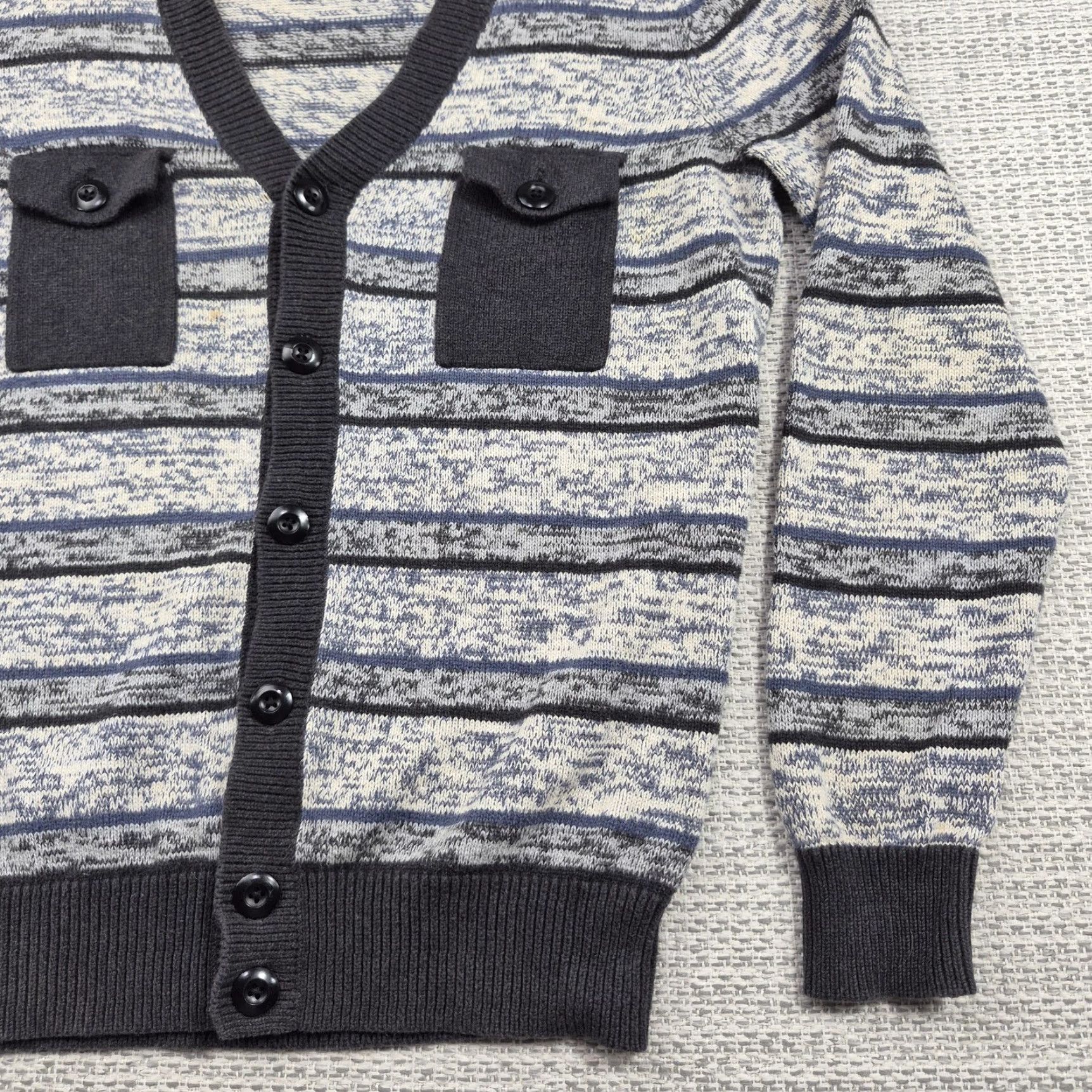 Levi's VINTAGE Levi's Cardigan Sweater Mens M Gray Striped Chest Pockets Button Up Knit 90s Casual Size US M / EU 48-50 / 2 - 2 Thumbnail